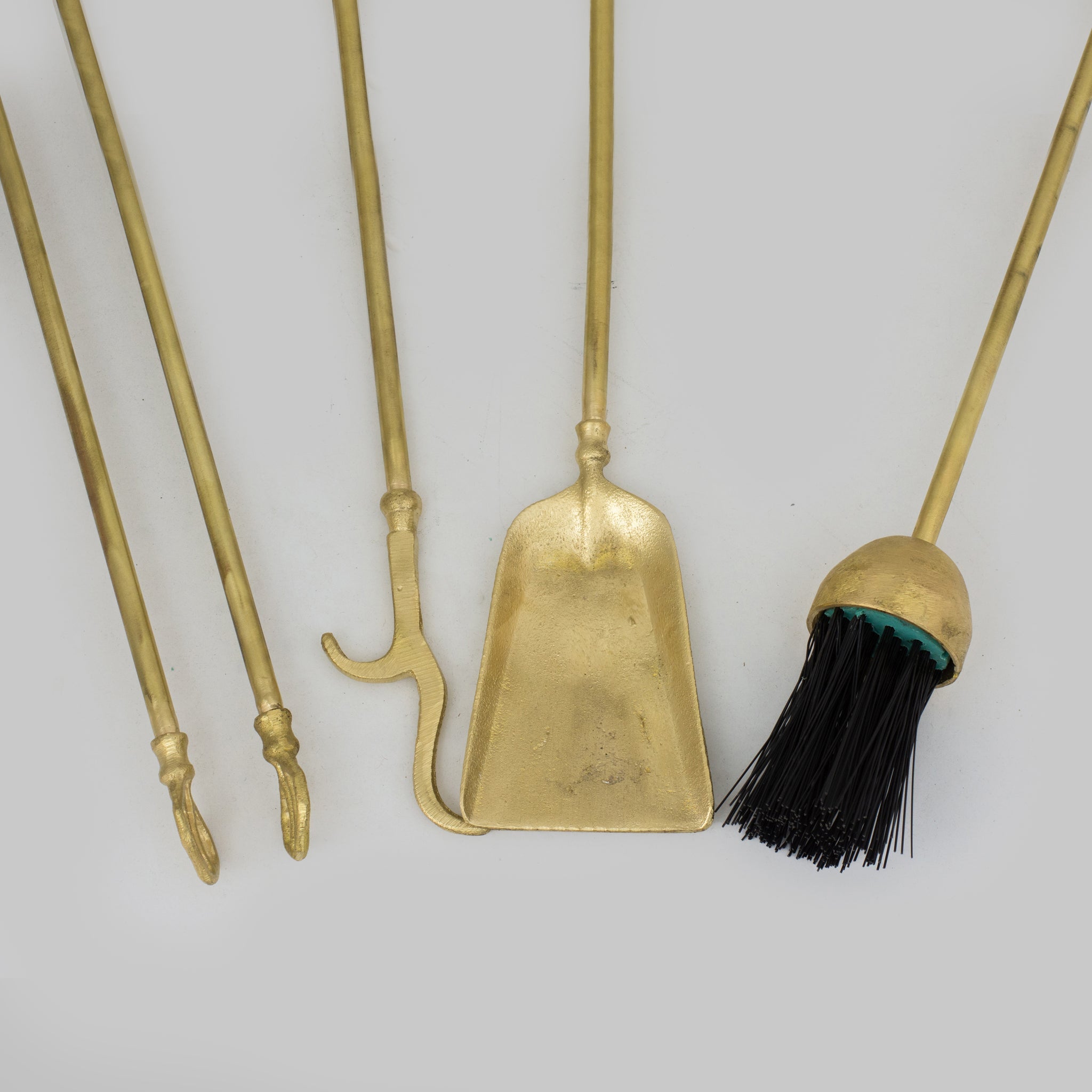 Solid Brass Fireplace Tools, Heavy Duty Fireside Set, Firewood Tongs With Stand alternate view 3