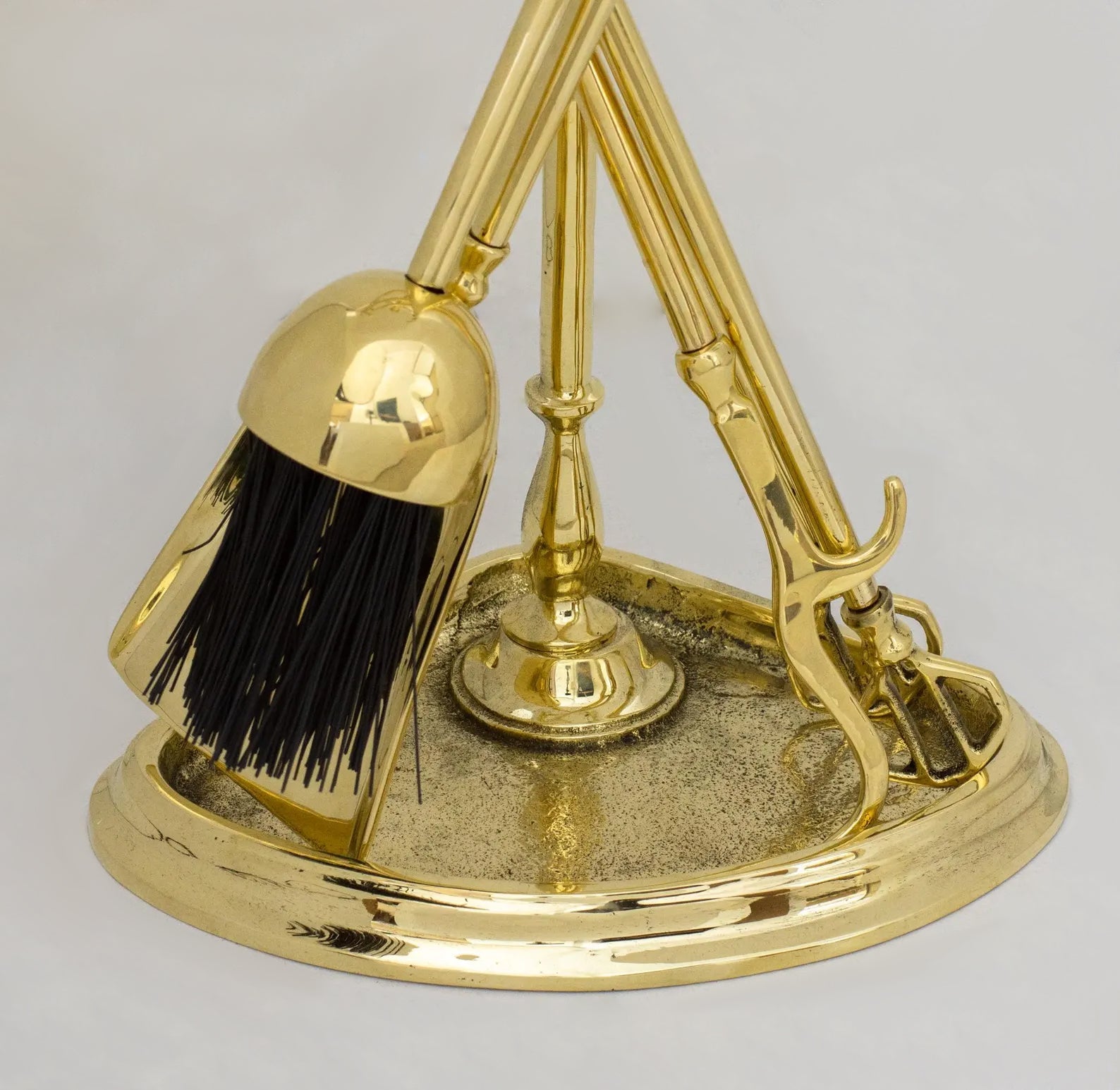 Solid Brass Fireplace Tools, Heavy Duty Fireside Set, Firewood Tongs With Stand alternate view 5