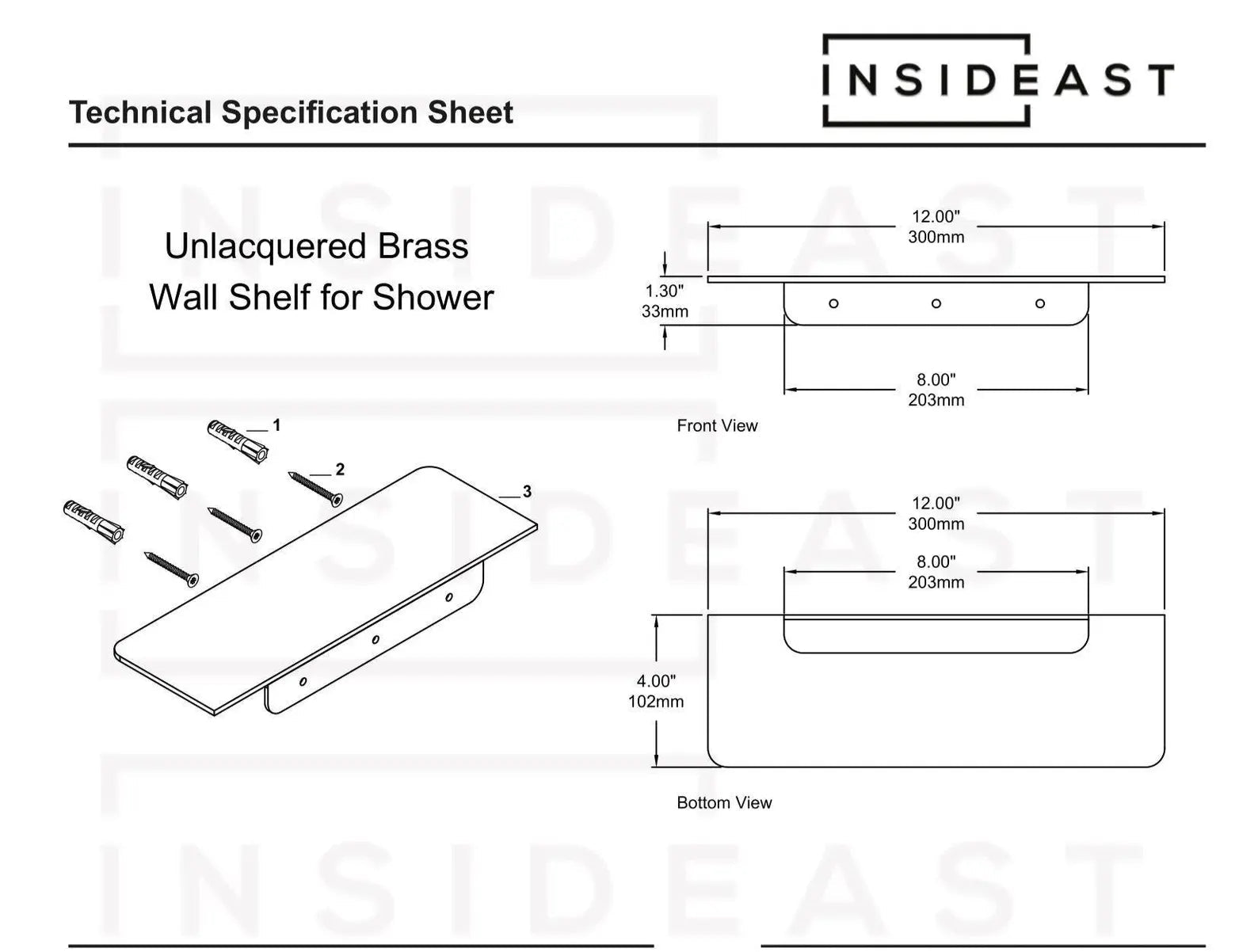 Solid Brass Floating Shelf | Wall-Mount Bathroom Shelf & Shower Soap Holder alternate view 7