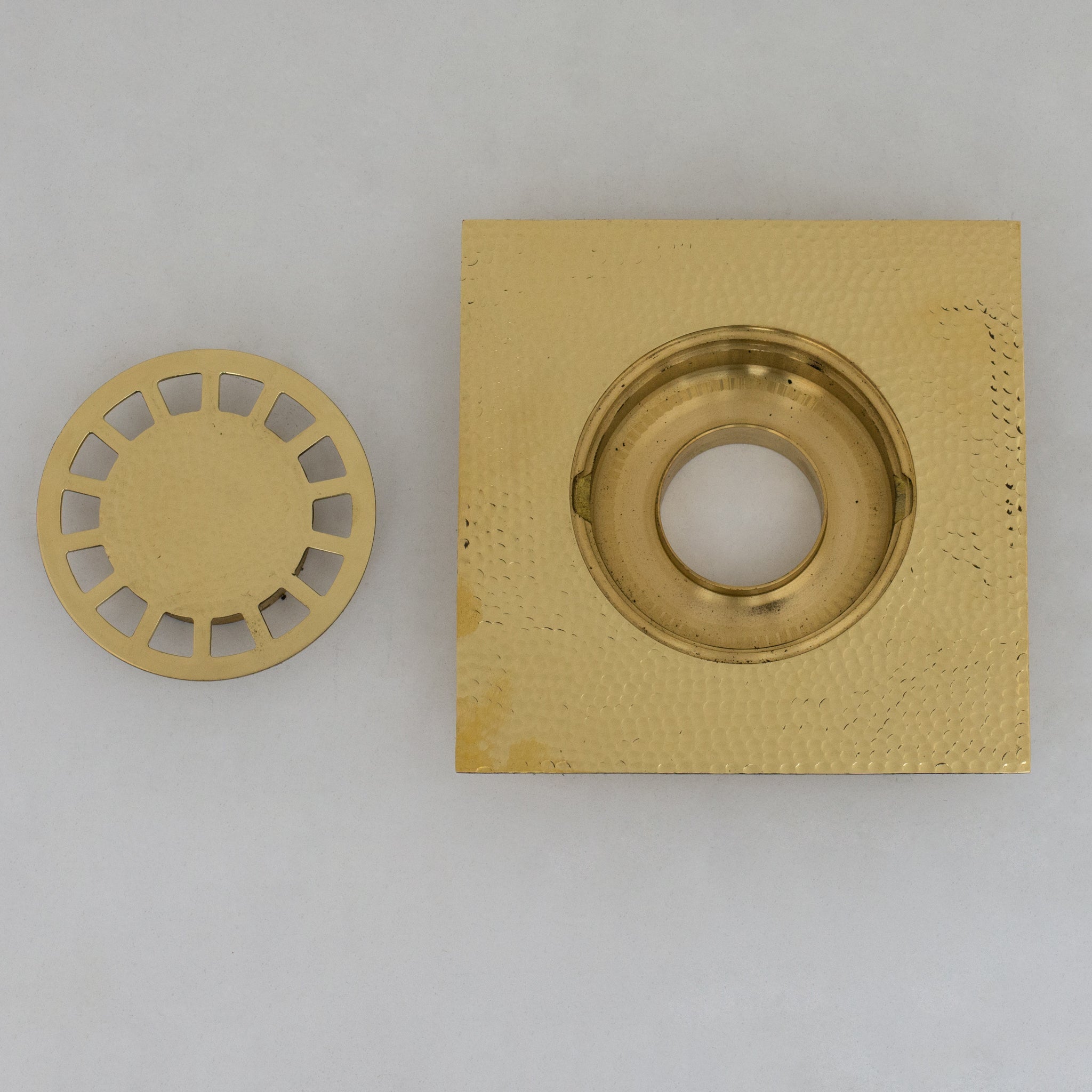 Solid Brass Floor Drain | Hammered Square Style Shower Drain alternate view 5