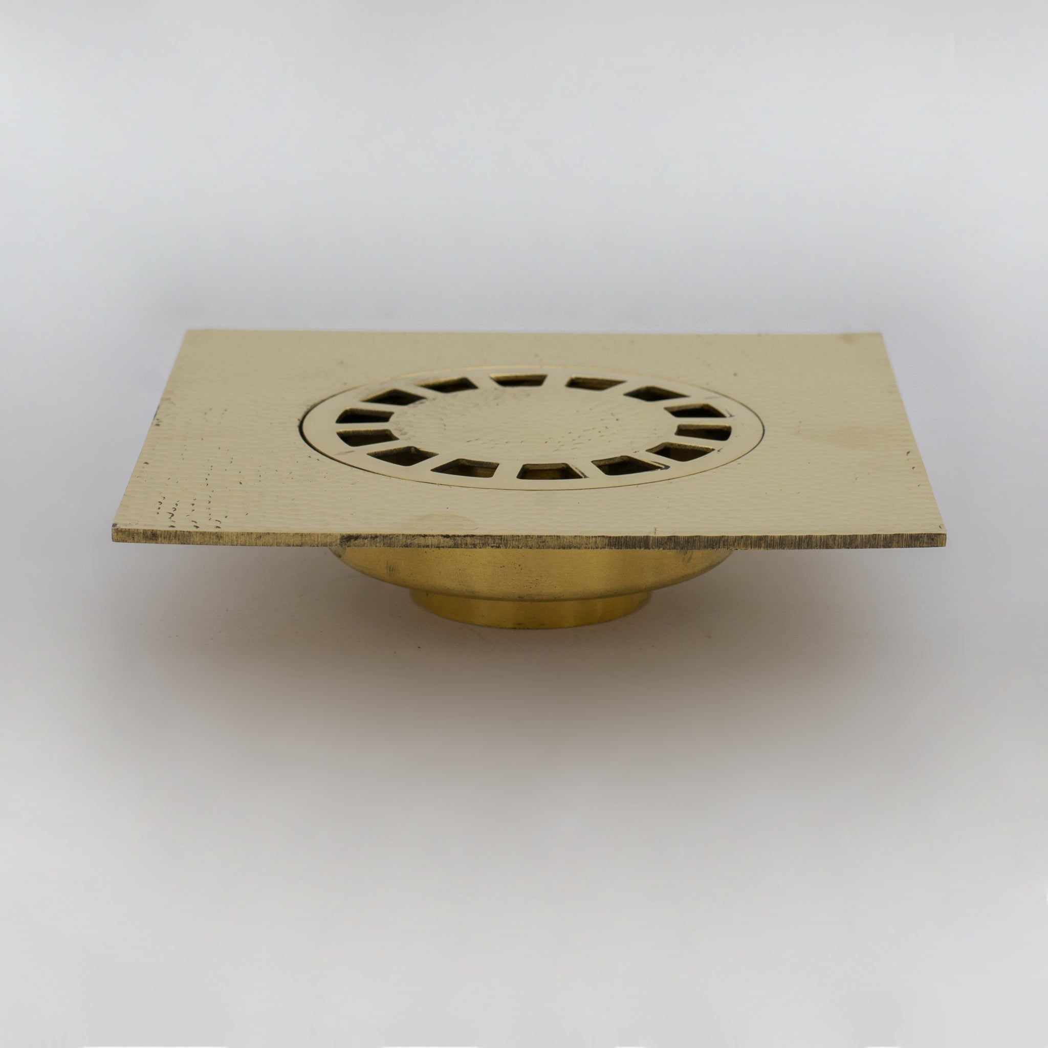Solid Brass Floor Drain | Hammered Square Style Shower Drain alternate view 7