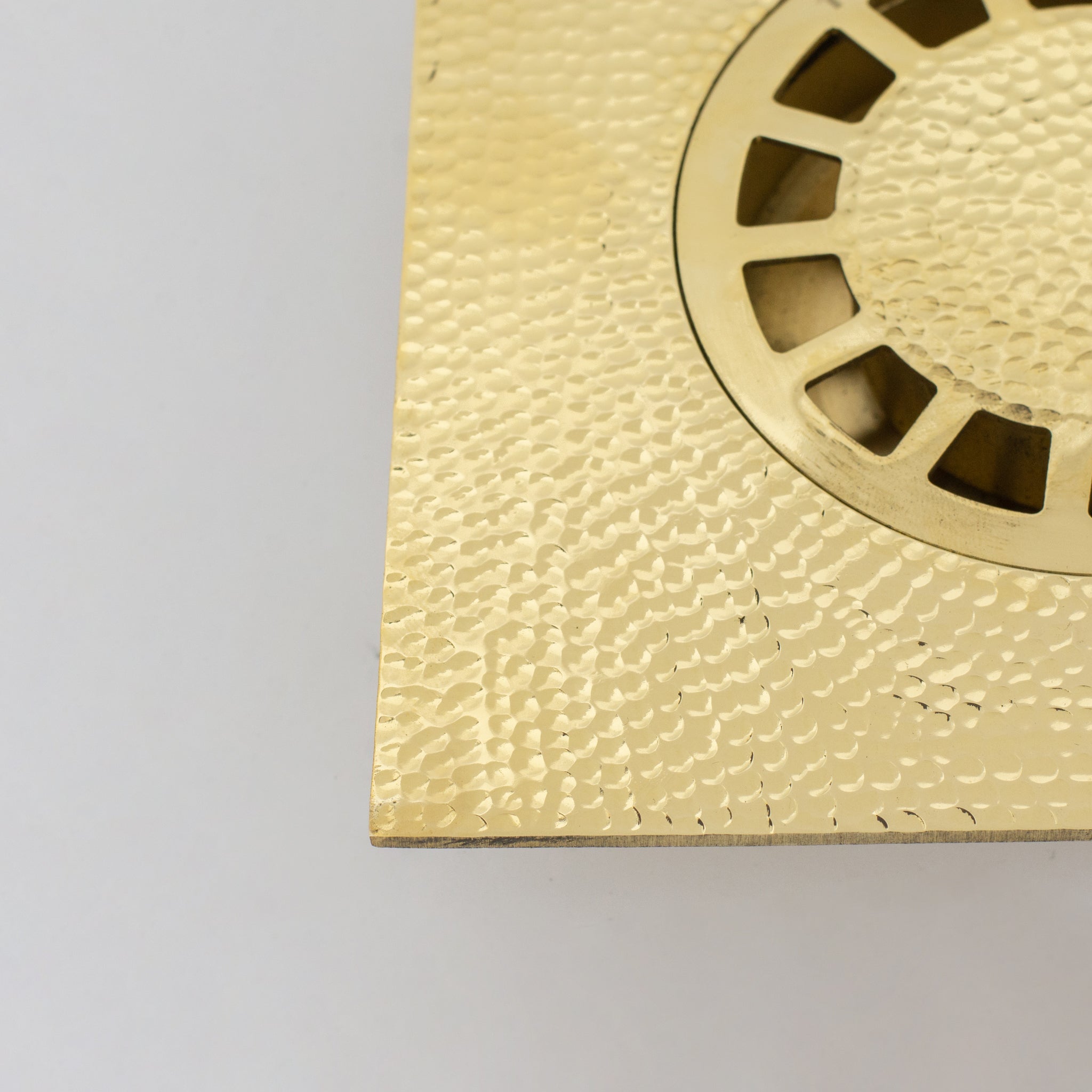 Solid Brass Floor Drain | Hammered Square Style Shower Drain alternate view 4