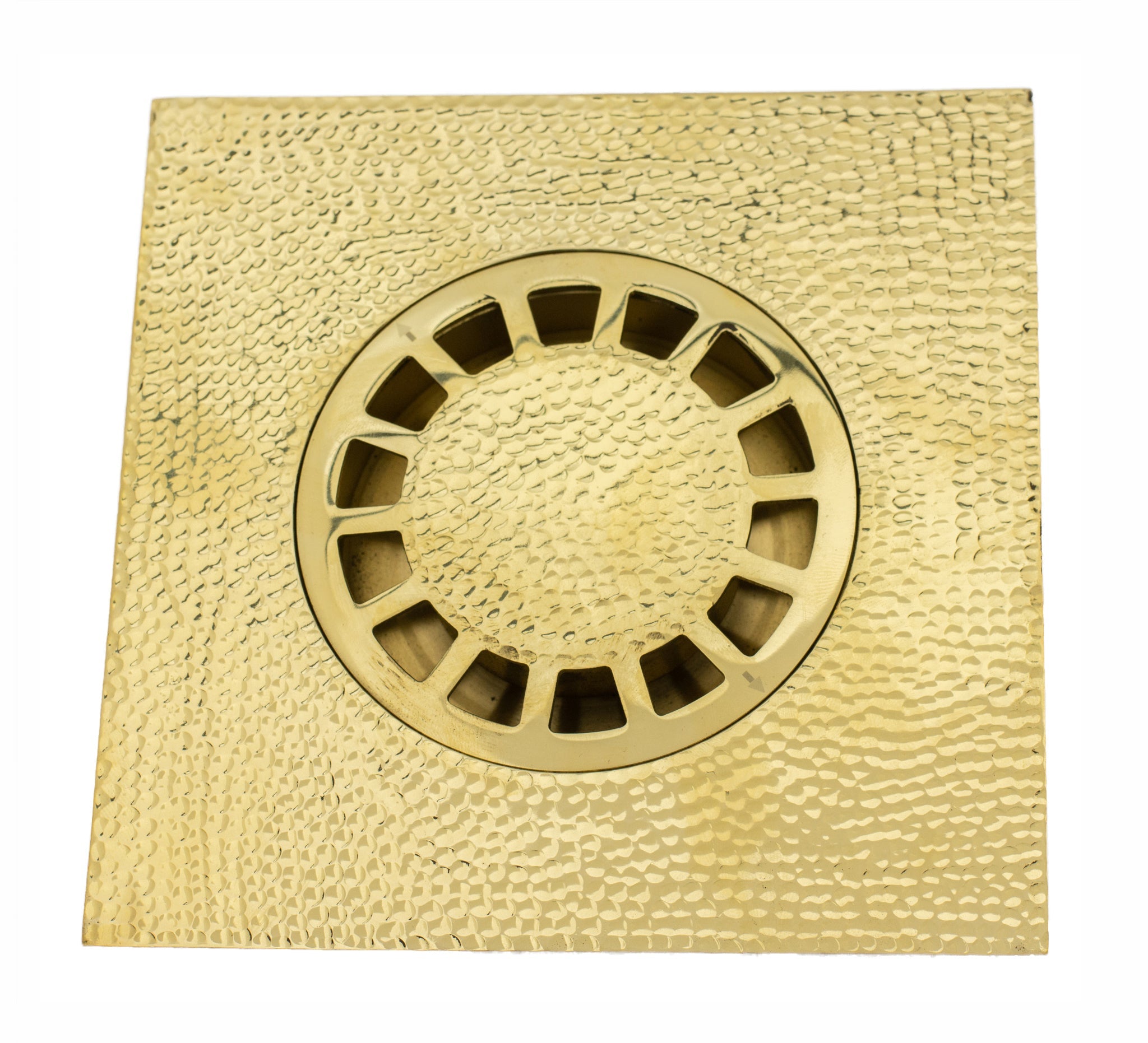 Solid Brass Floor Drain | Hammered Square Style Shower Drain alternate view 2