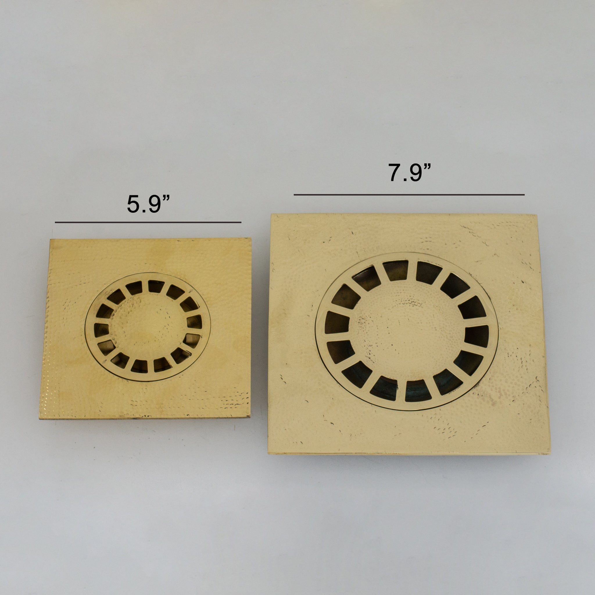 Solid Brass Floor Drain | Hammered Square Style Shower Drain alternate view 8