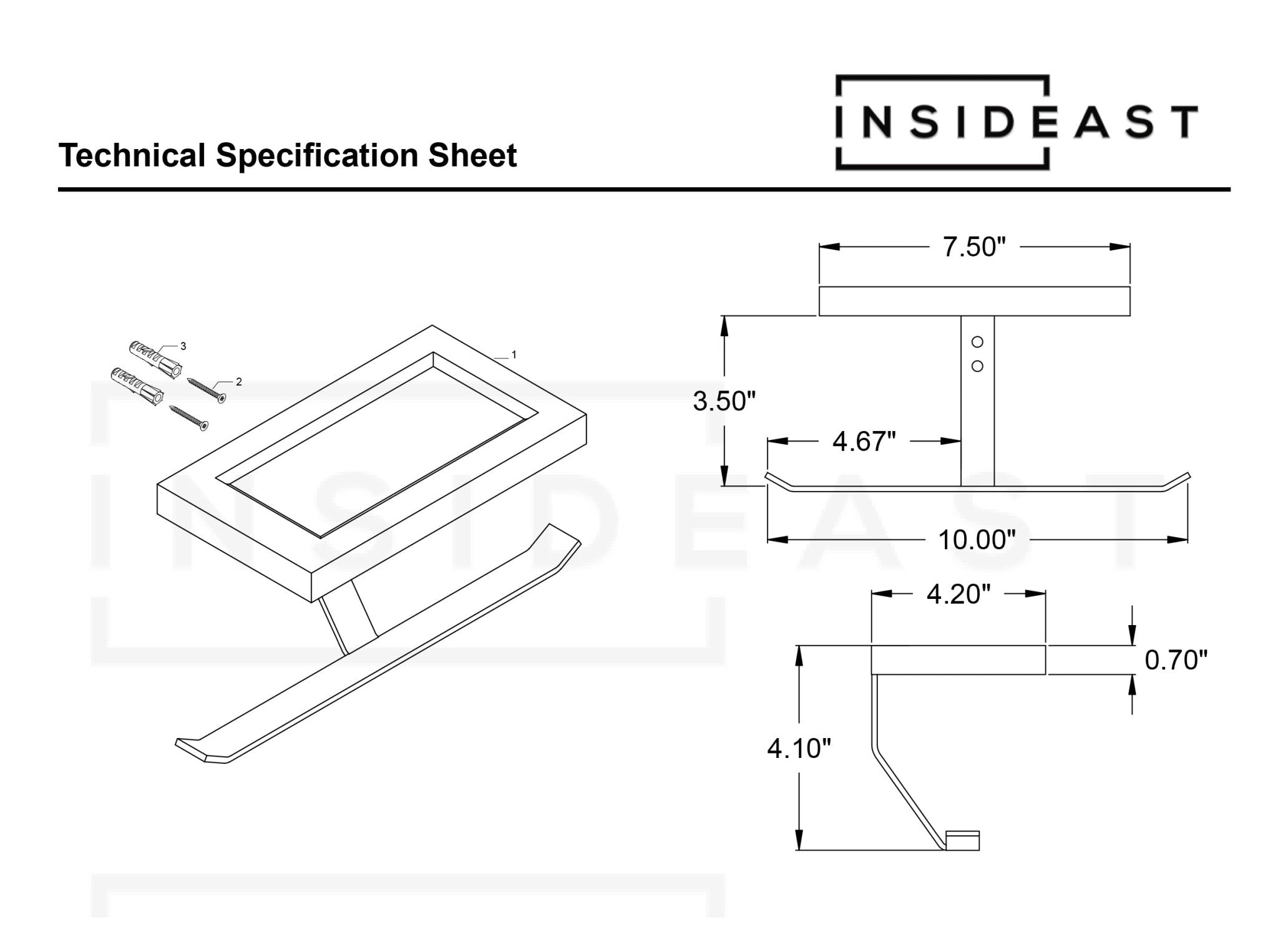 Solid Brass Shelf with TP Holder – Engraved Floating Shelf with Double Hooks – Bathroom Double Toilet Paper Holder alternate view 8