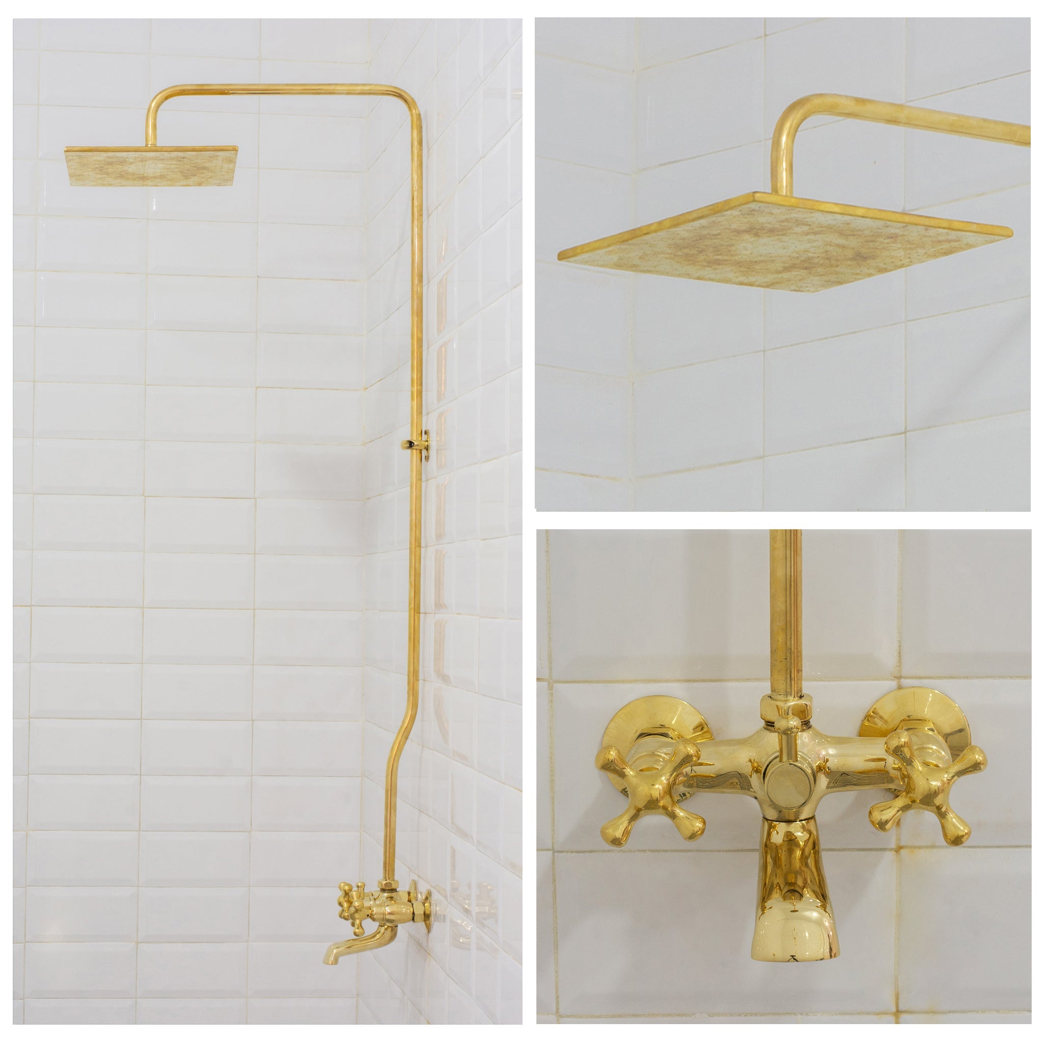 Solid Brass Shower System, Showerhead With Tub Filler, Rain Shower System, Exposed Pipe Tub Faucet alternate view 2