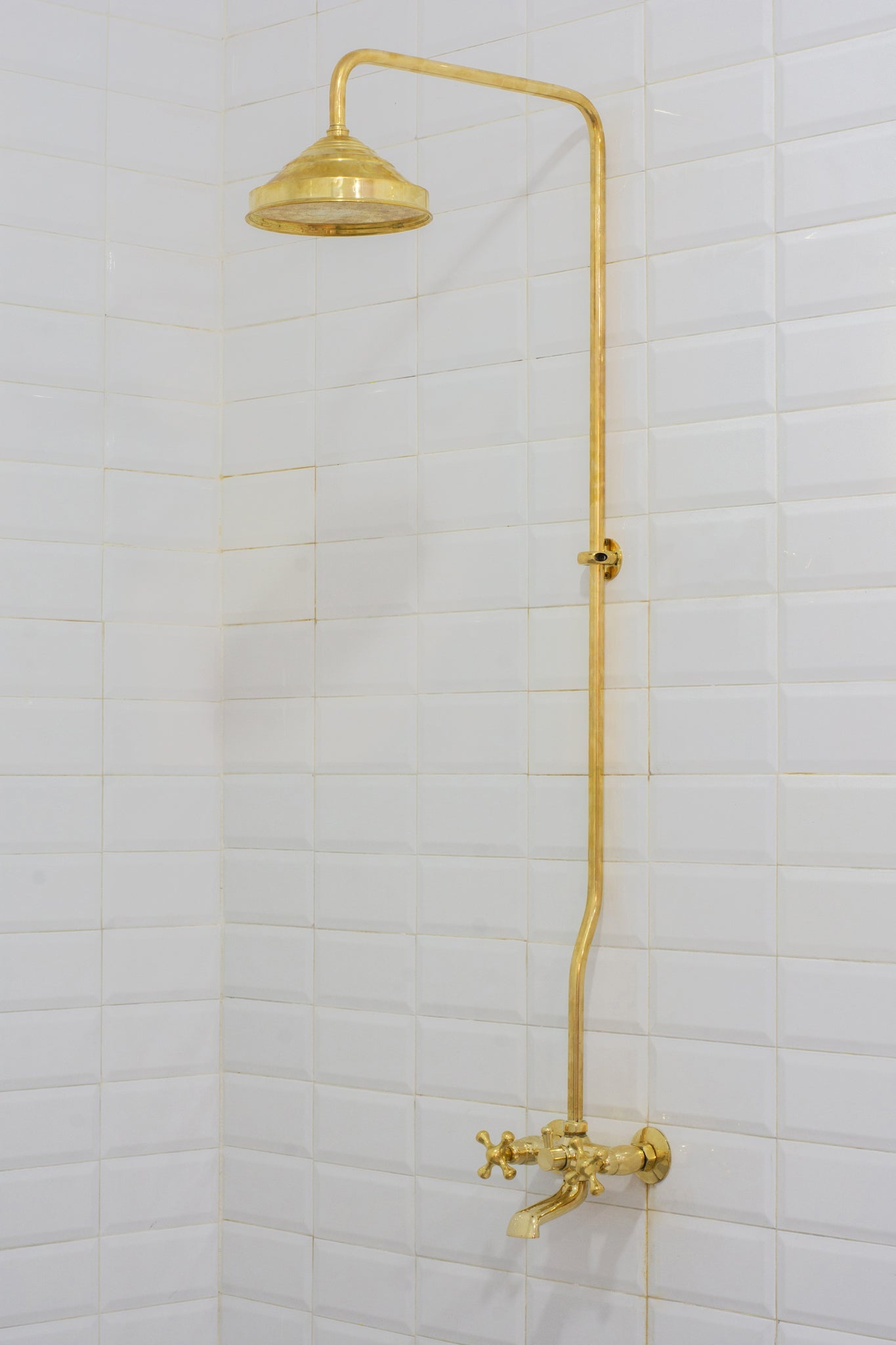 Solid Brass Shower System, Showerhead With Tub Filler, Rain Shower System, Exposed Pipe Tub Faucet alternate view 6