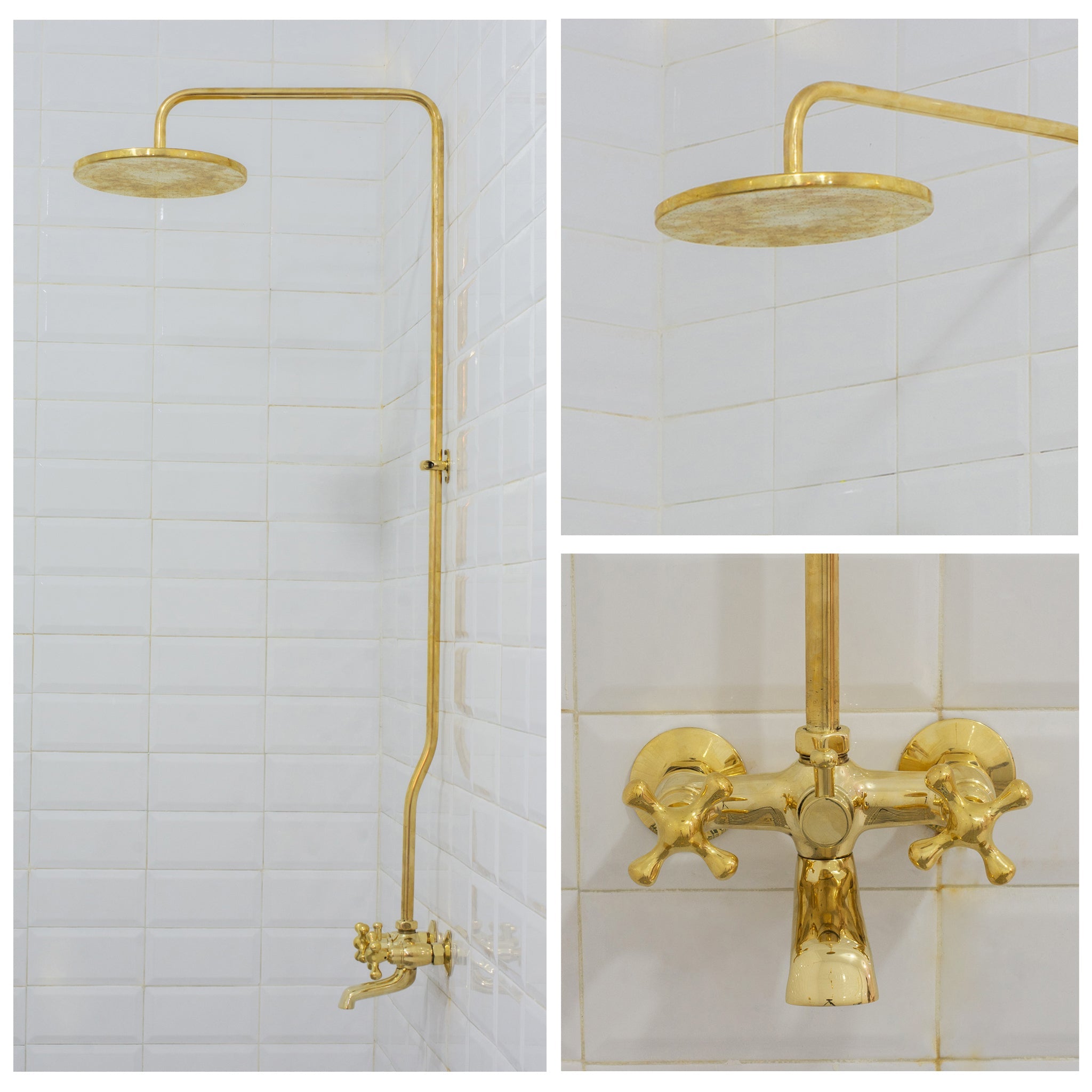 Solid Brass Shower System, Showerhead With Tub Filler, Rain Shower System, Exposed Pipe Tub Faucet alternate view 3