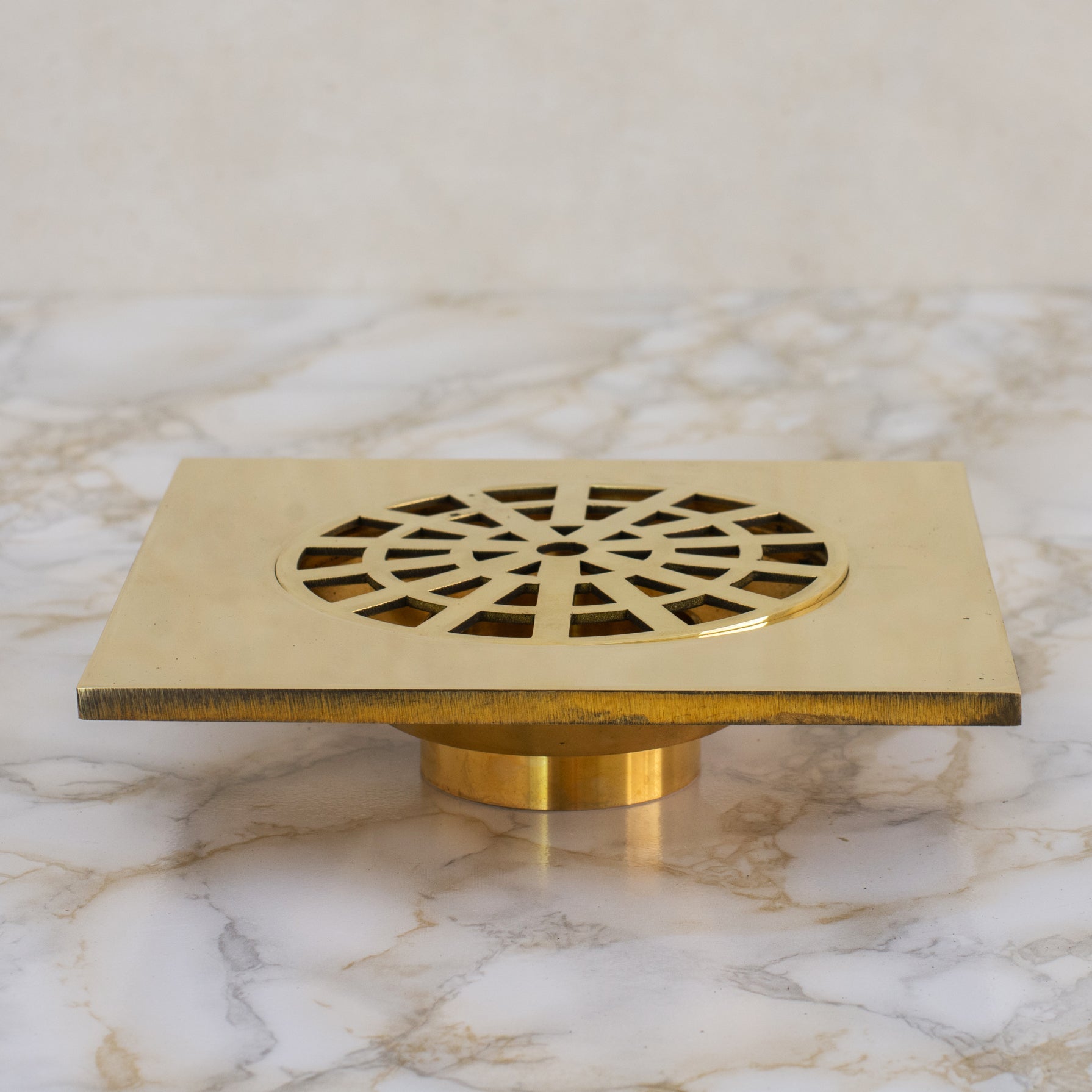 Solid Brass Smooth Floor Drain | Square Grate Shower Drain Cover alternate view 3