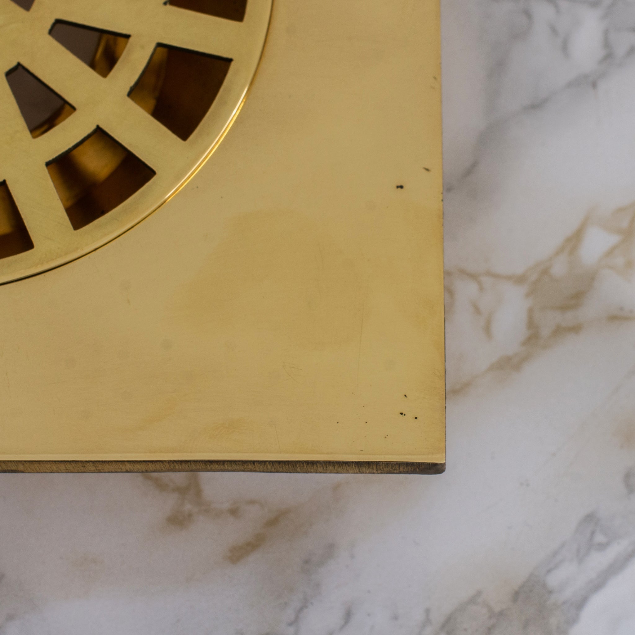 Solid Brass Smooth Floor Drain | Square Grate Shower Drain Cover alternate view 7
