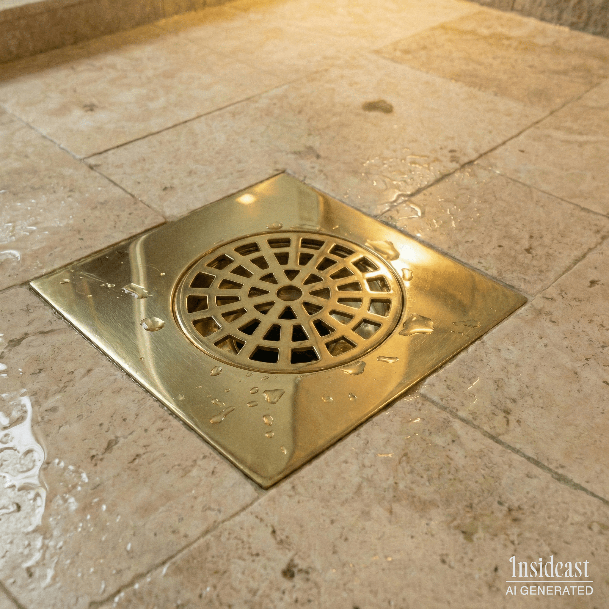 Solid Brass Smooth Floor Drain | Square Grate Shower Drain Cover