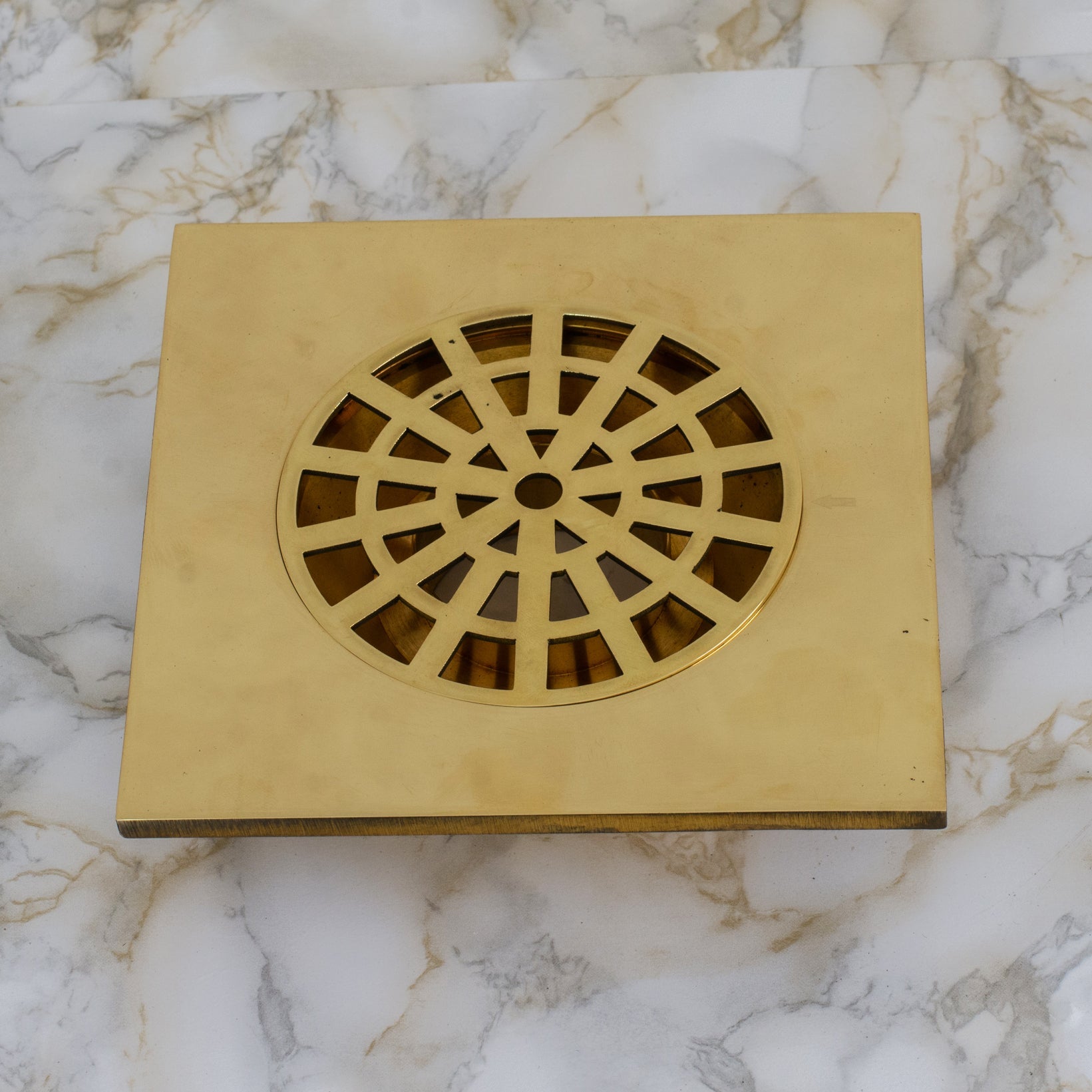 Solid Brass Smooth Floor Drain | Square Grate Shower Drain Cover alternate view 2