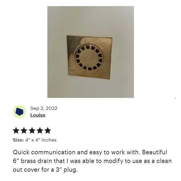 Solid Brass Square Floor Drain | Smooth Style | Unlacquered Shower Drain alternate view 8