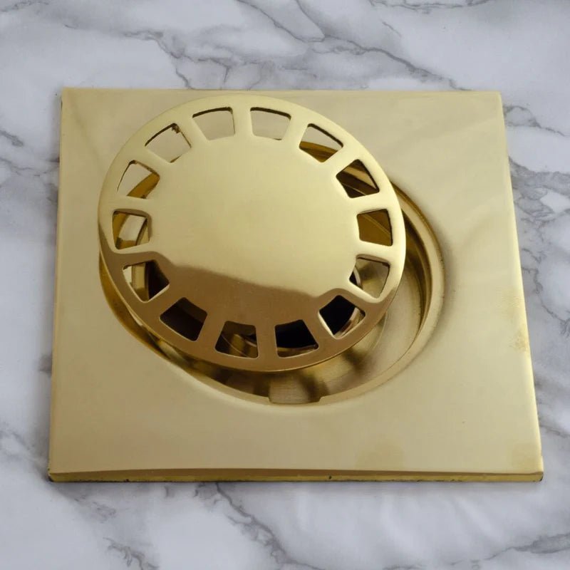 Solid Brass Square Floor Drain | Smooth Style | Unlacquered Shower Drain alternate view 2