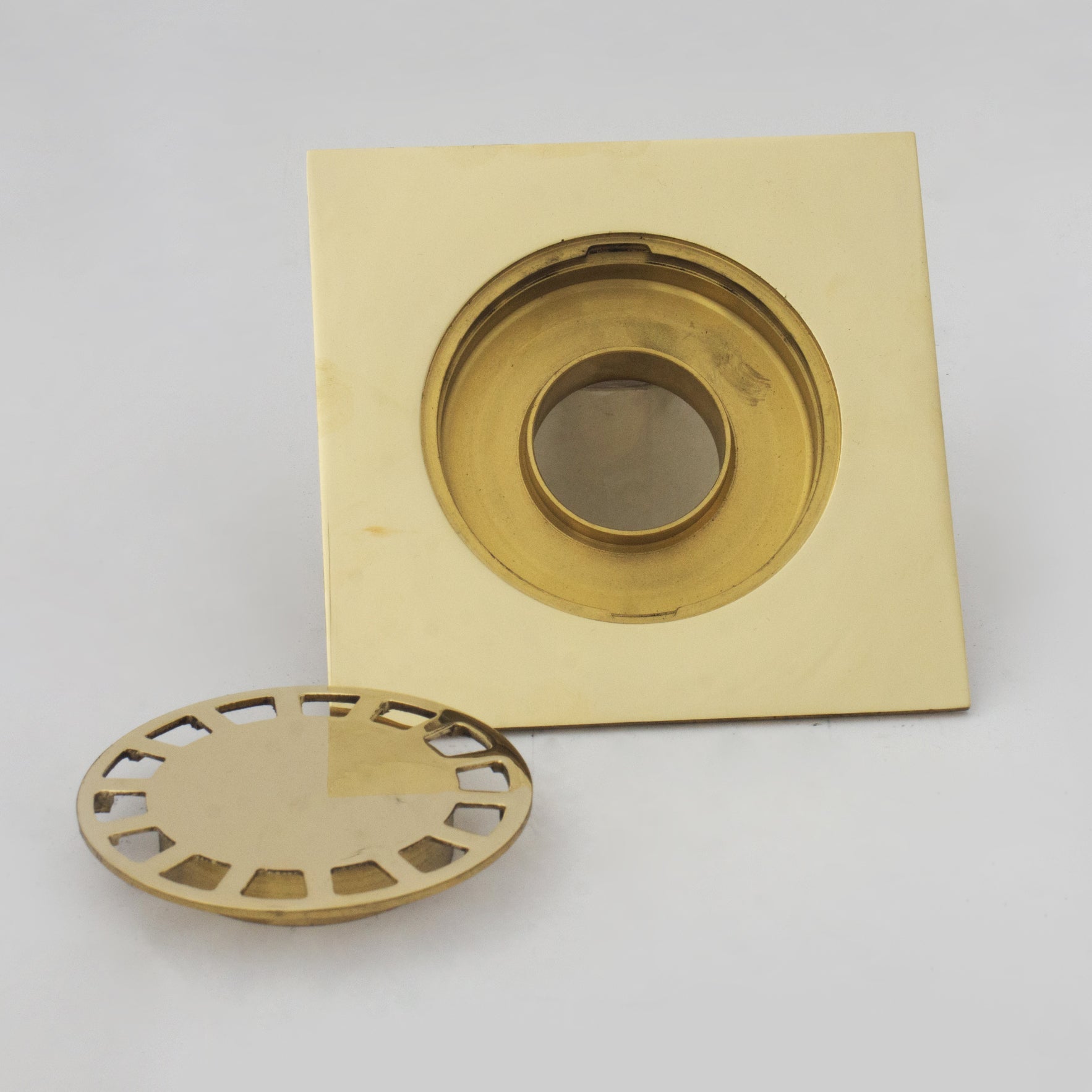 Solid Brass Square Floor Drain | Smooth Style | Unlacquered Shower Drain alternate view 5