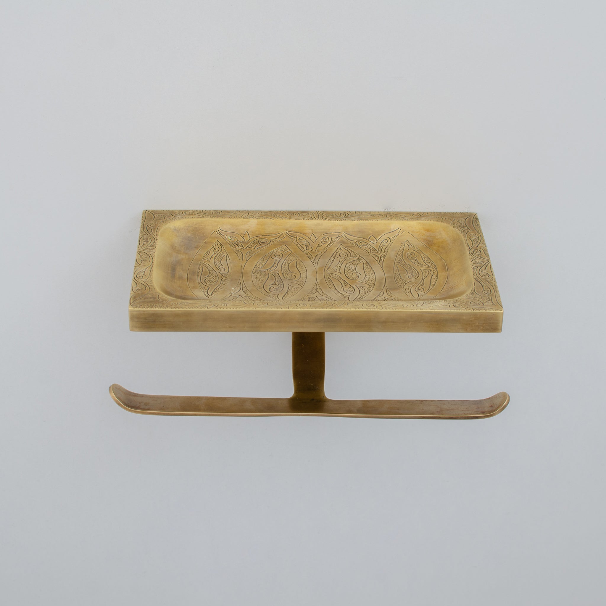 Solid Brass Toilet Paper Holder With Shelf | Powder Room Roll Holder alternate view 5