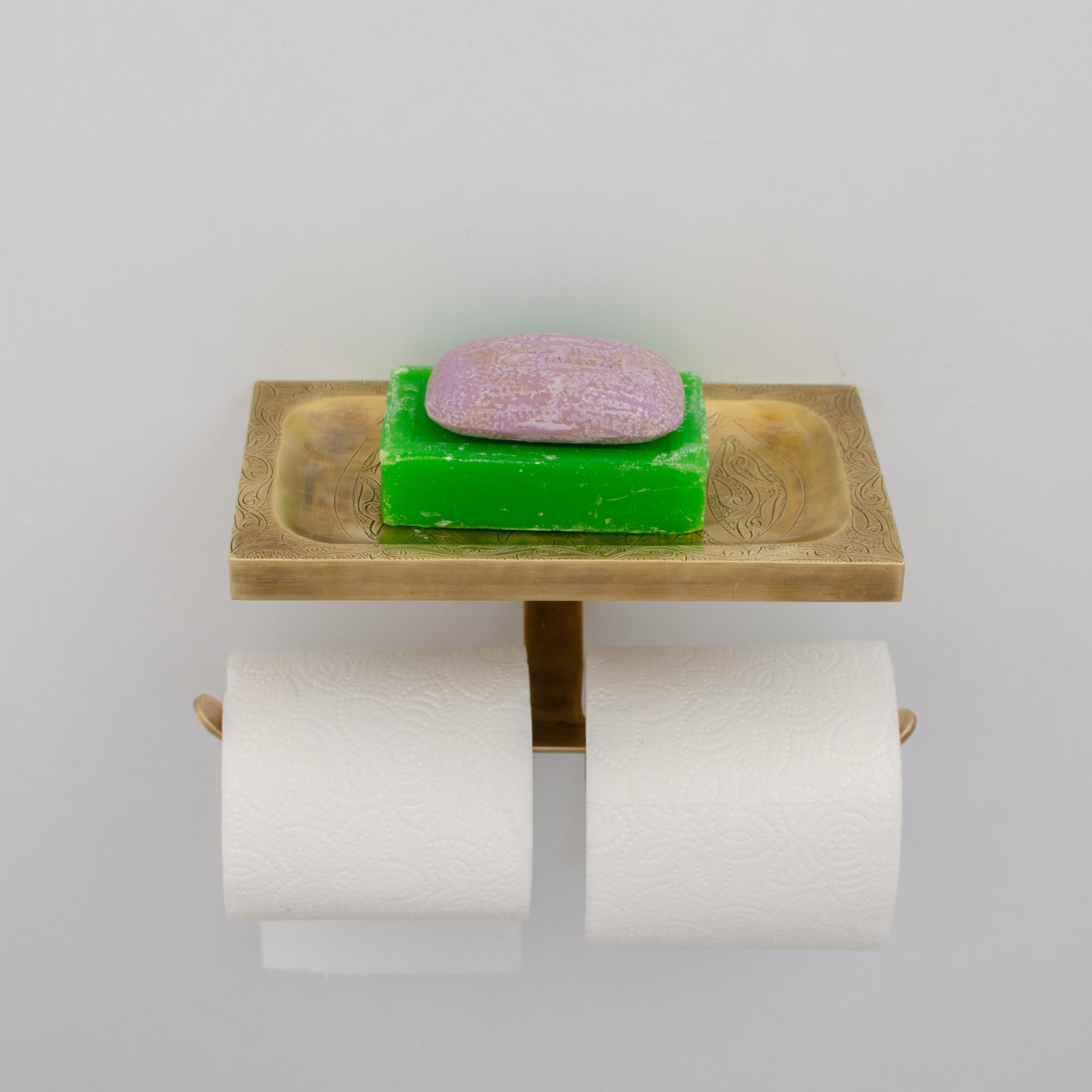 Solid Brass Toilet Paper Holder With Shelf | Powder Room Roll Holder alternate view 9