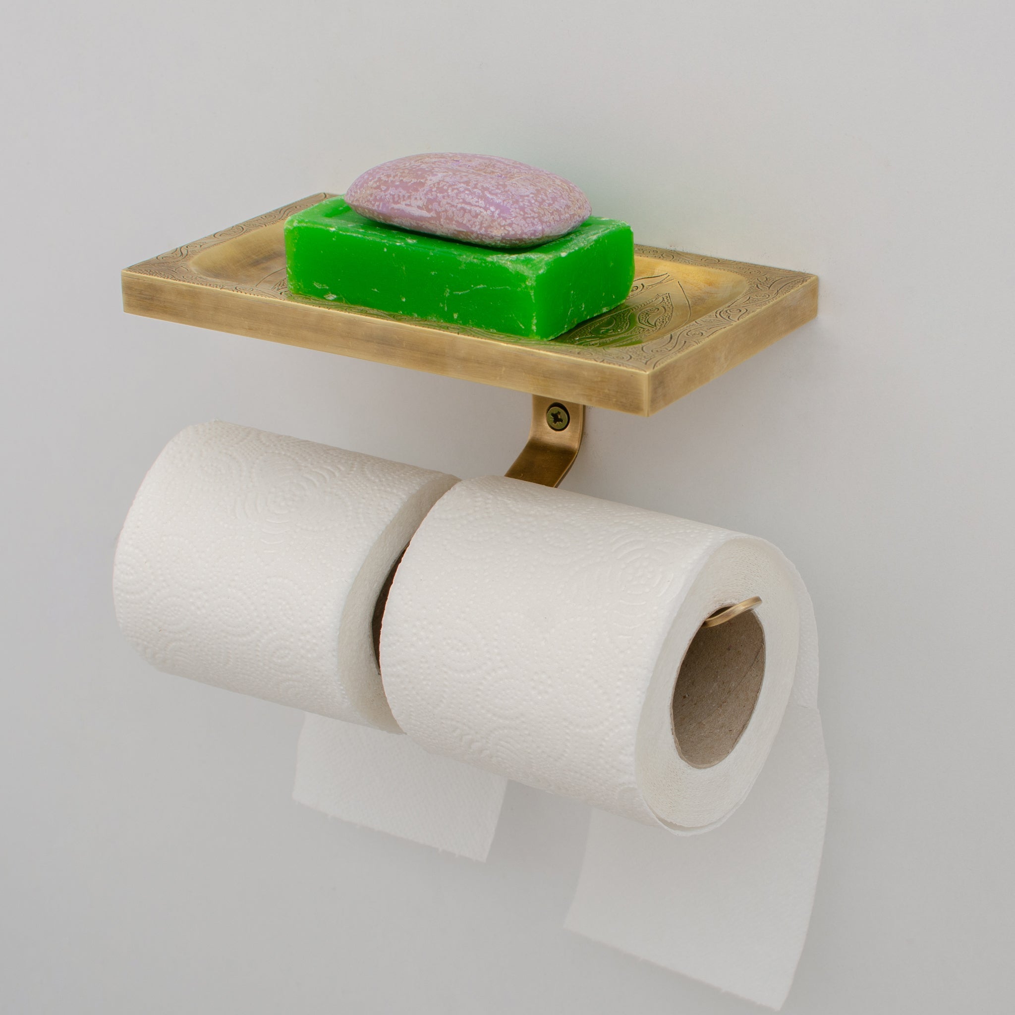 Solid Brass Toilet Paper Holder With Shelf | Powder Room Roll Holder alternate view 8