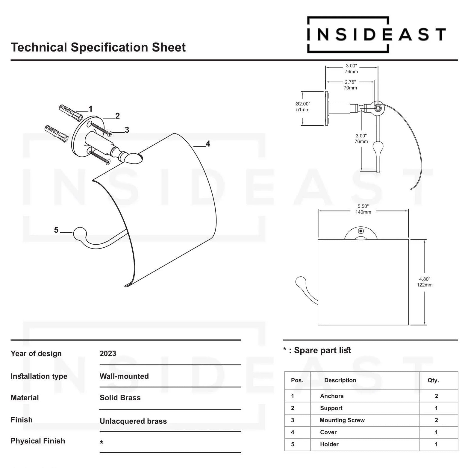 Solid Brass Toilet Paper Holder With Sliding Cover | Bathroom Tissue Holder alternate view 12