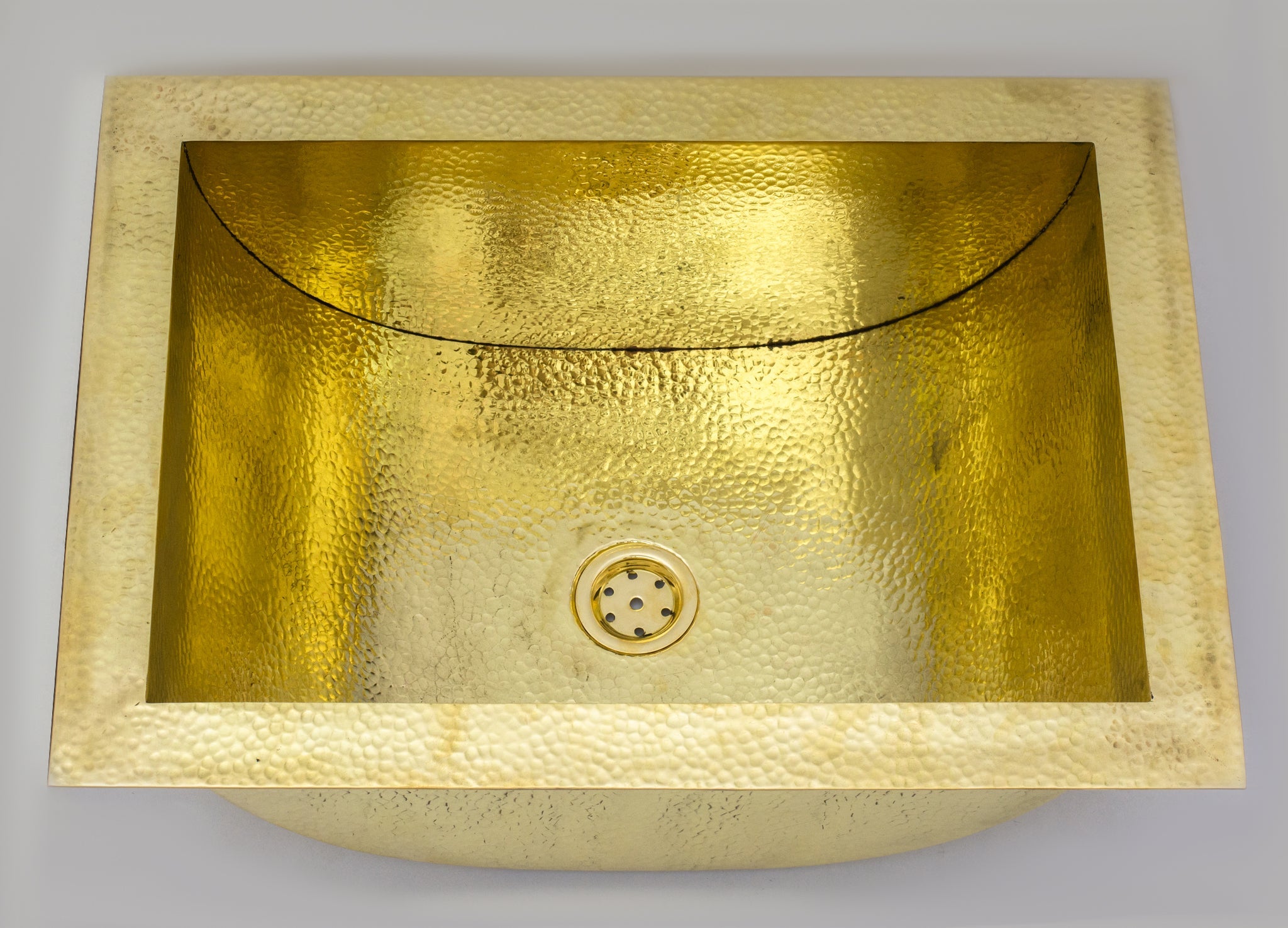 Solid Brass Undermount Bathroom Sink, Hammered Drop-in Vanity Sink With 3-Hole Waterfall Faucet, Undermount Deep Curved Basin alternate view 3