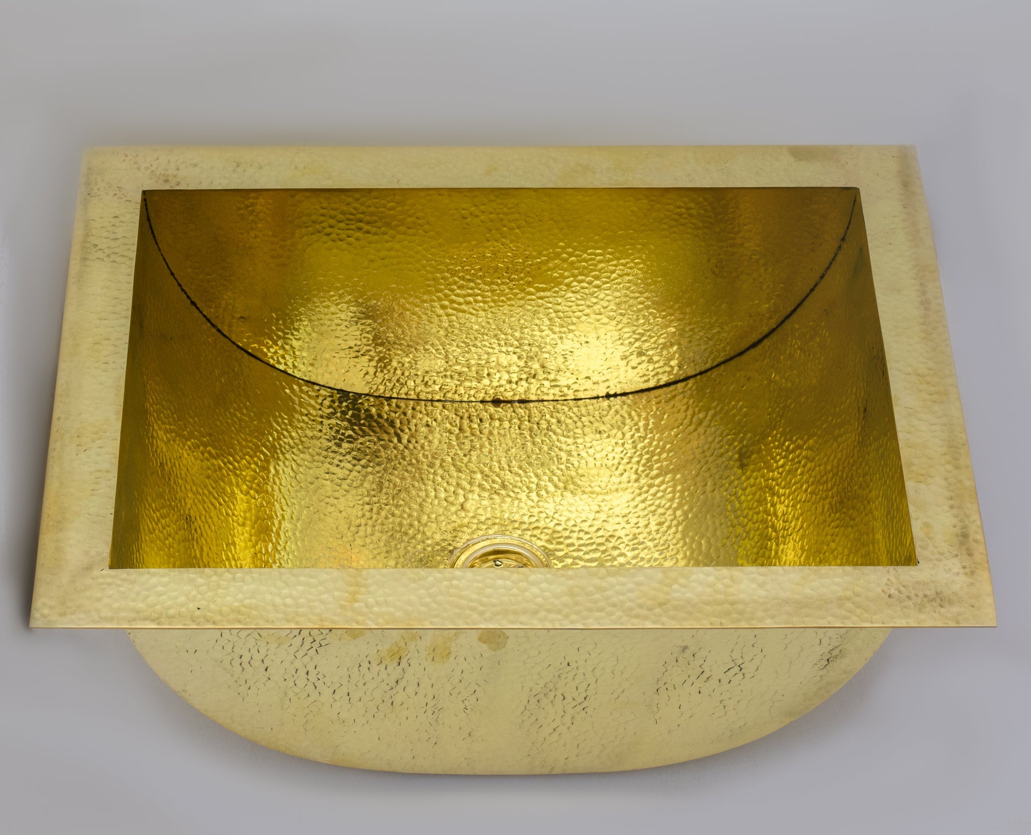 Solid Brass Undermount Bathroom Sink, Hammered Drop-in Vanity Sink With 3-Hole Waterfall Faucet, Undermount Deep Curved Basin alternate view 4