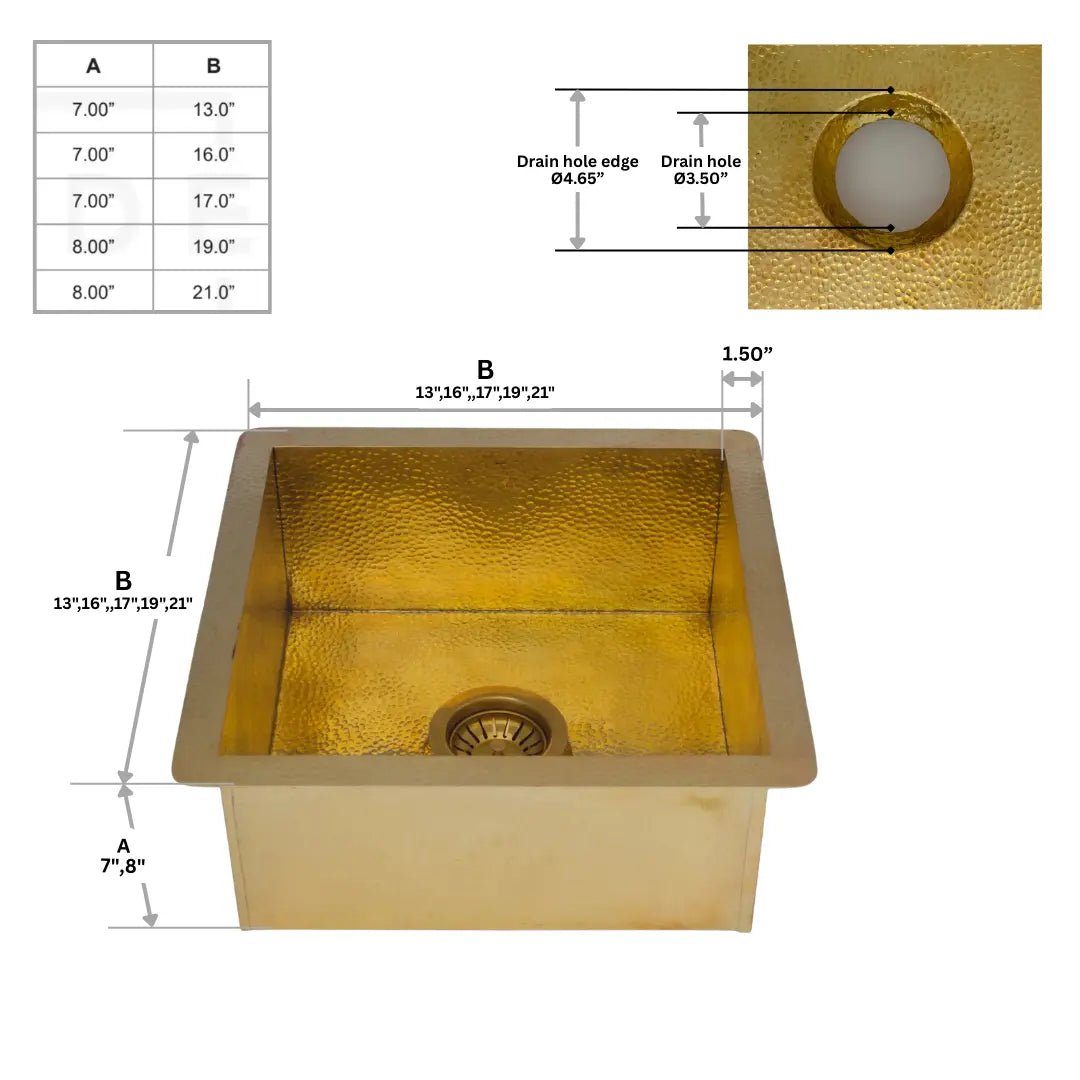 Solid Brass Undermount Hammered Sink | Kitchen Bar Sink alternate view 17