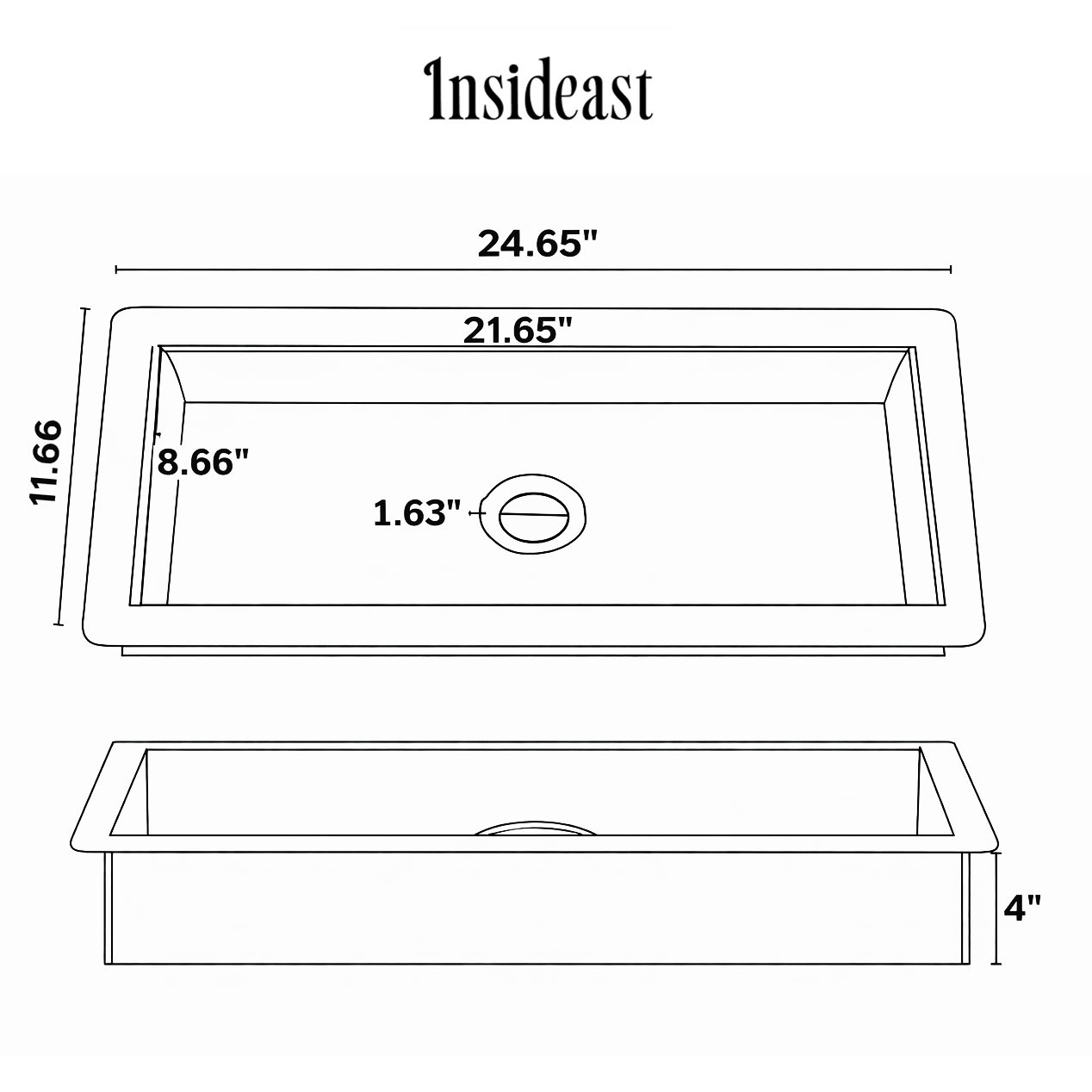 Solid Brass Undermount Rectangular Sink, Single Bowl Kitchen Sink, Compact Sink alternate view 7
