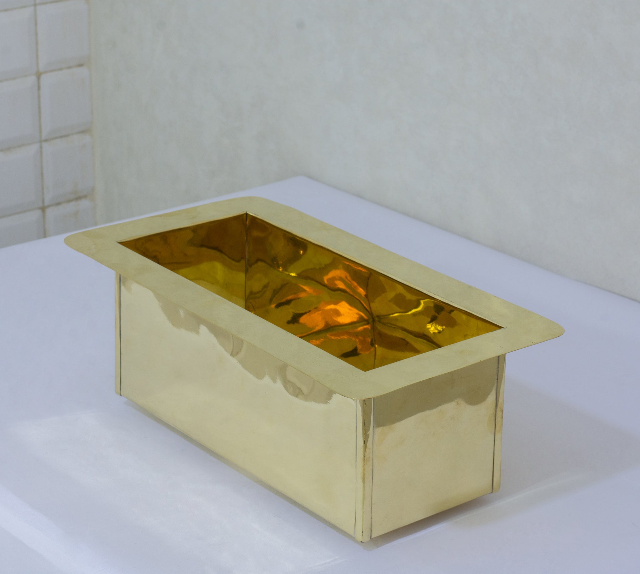 Solid Brass Undermount Sink | Compact Rectangular Small Kitchen Sink | With Strainer alternate view 5