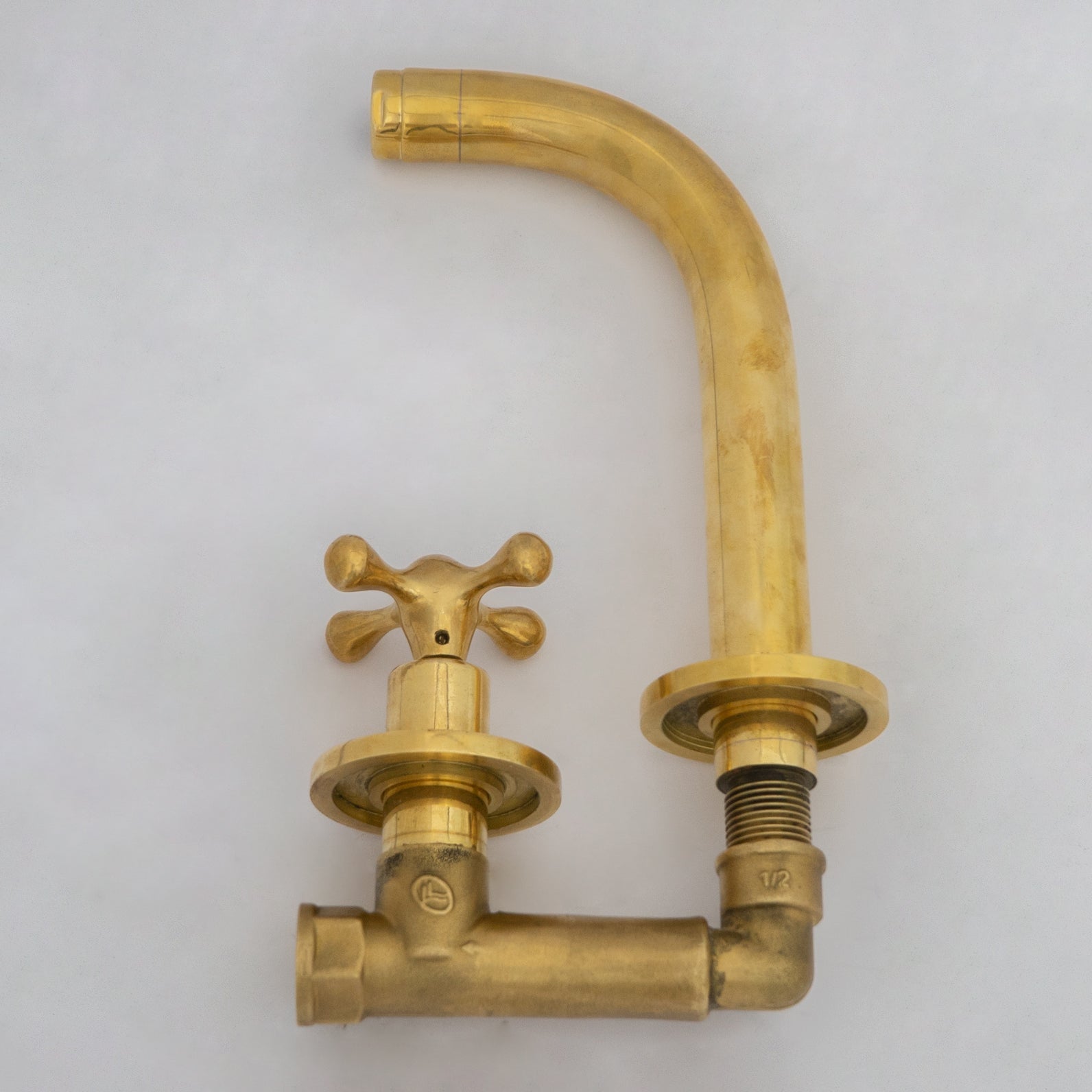 Solid Brass Wall Mount Cold Bathroom Faucet, Unlacquered Brass Bath Tap For Cold Water Only alternate view 15