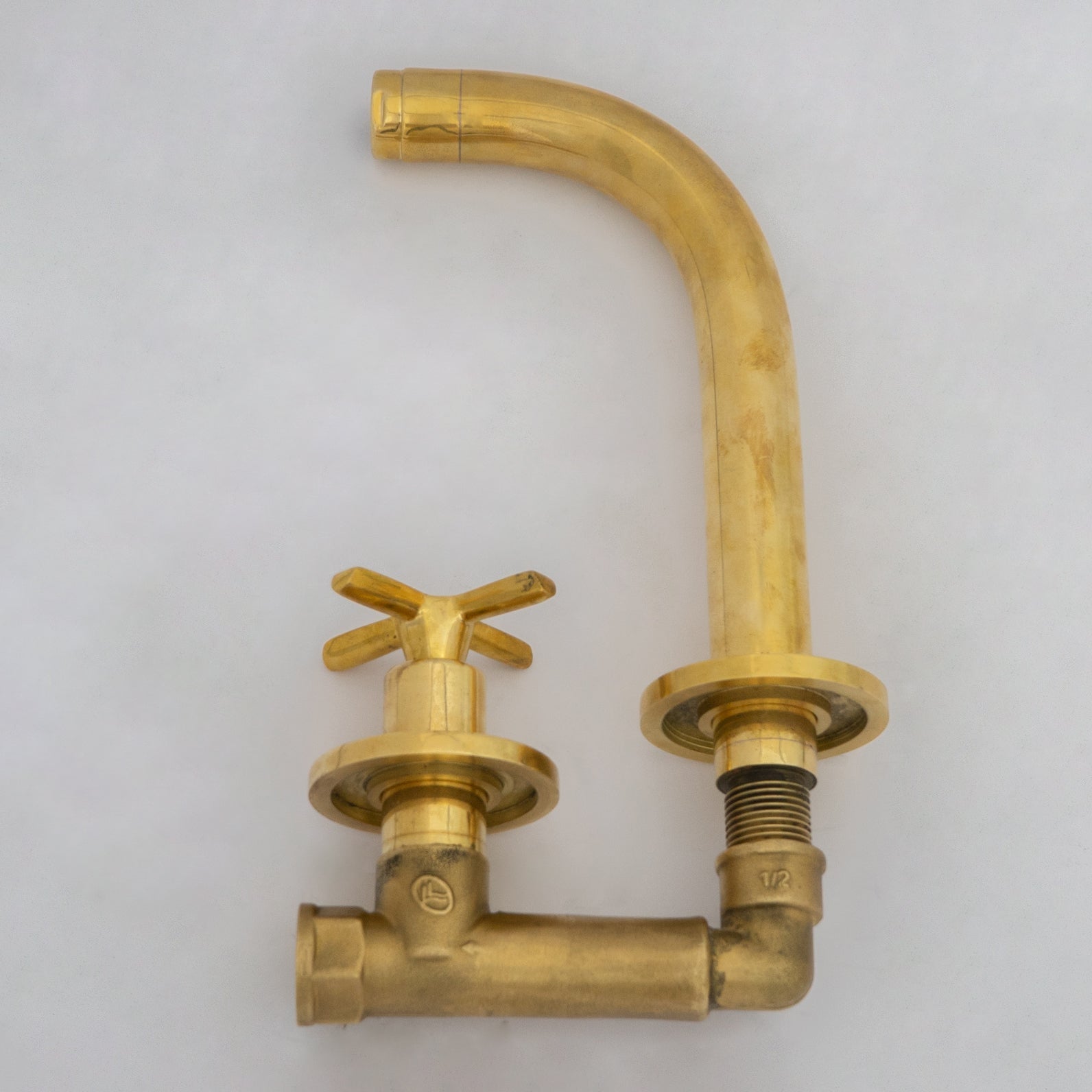 Solid Brass Wall Mount Cold Bathroom Faucet, Unlacquered Brass Bath Tap For Cold Water Only alternate view 16