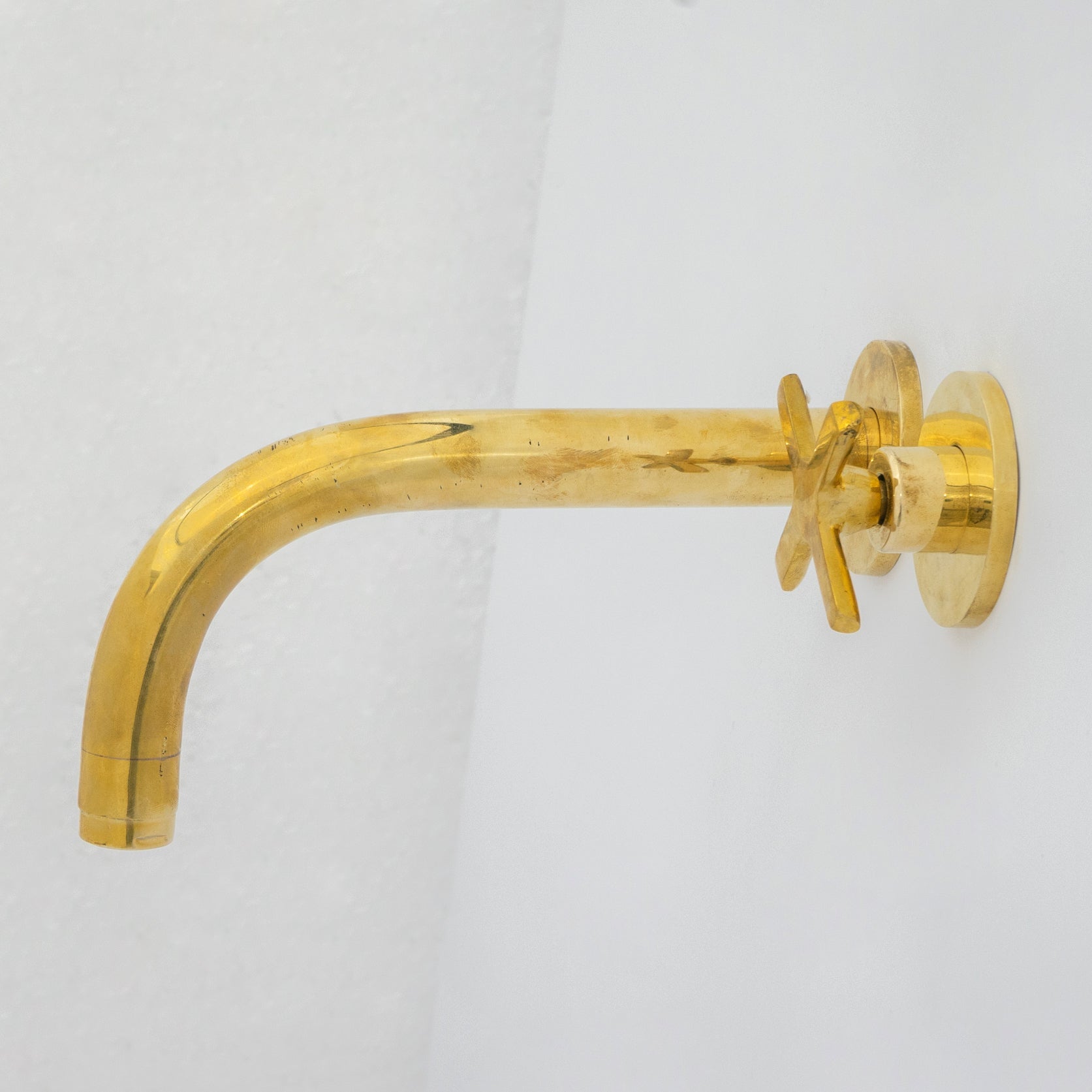 Solid Brass Wall Mount Cold Bathroom Faucet, Unlacquered Brass Bath Tap For Cold Water Only alternate view 2