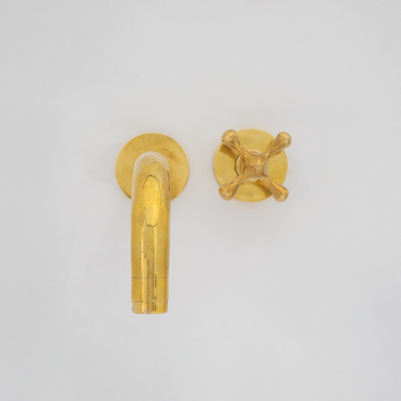 Solid Brass Wall Mount Cold Bathroom Faucet, Unlacquered Brass Bath Tap For Cold Water Only alternate view 5