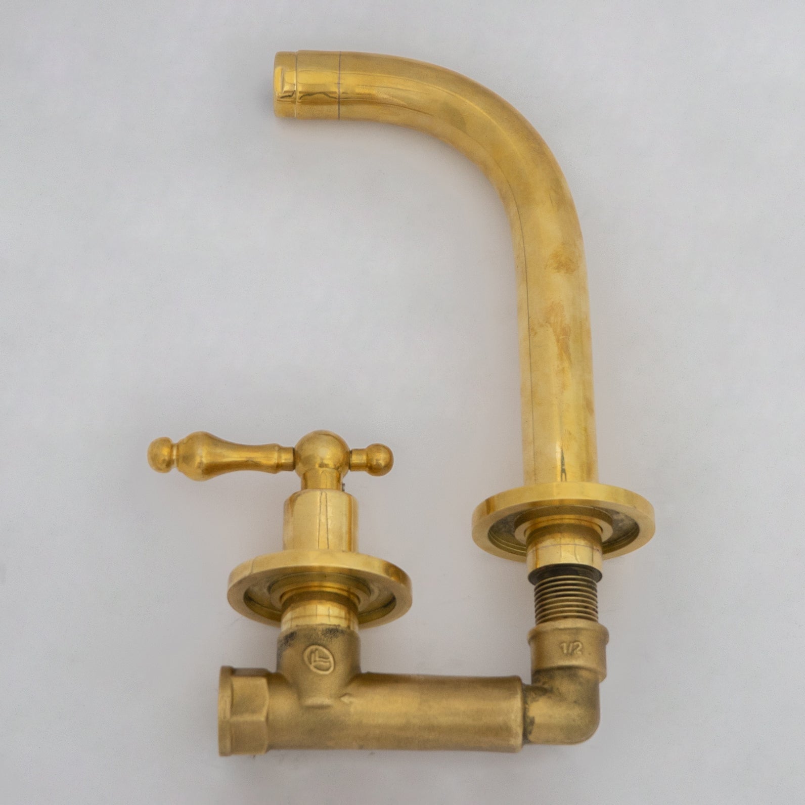 Solid Brass Wall Mount Cold Bathroom Faucet, Unlacquered Brass Bath Tap For Cold Water Only alternate view 17