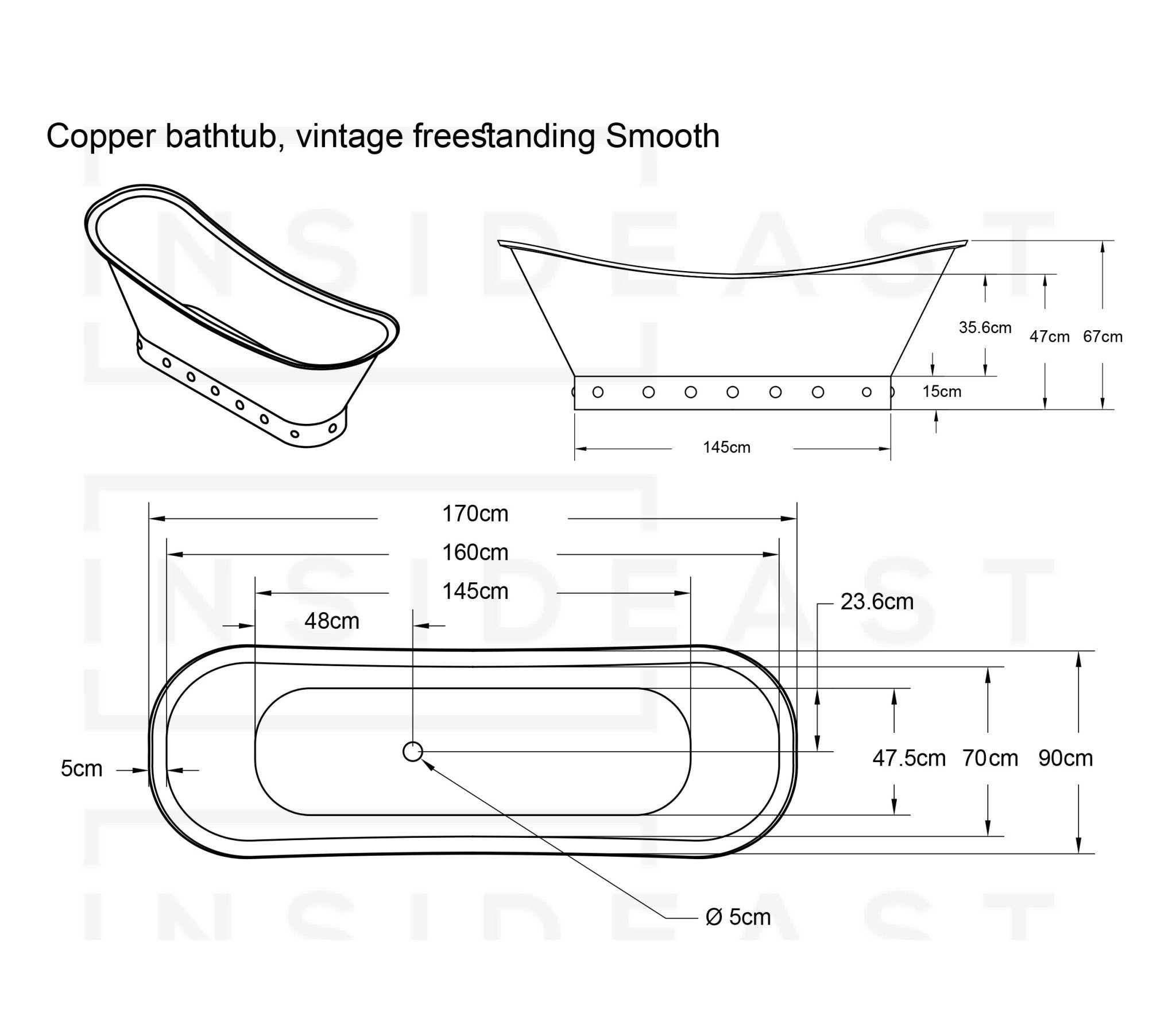 Solid Copper Bathtub | Vintage Freestanding Hammered Tub | Customized Tub alternate view 7