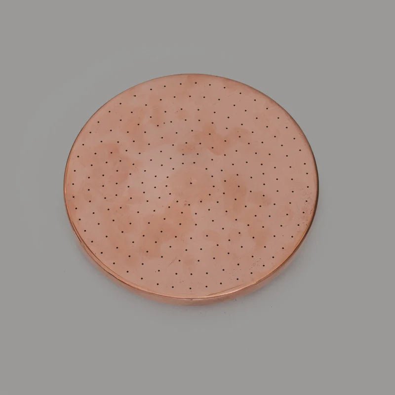 Solid Copper Rain Shower Head, Flat Round Handcrafted Vintage Showerhead, Works Outdoor alternate view 4