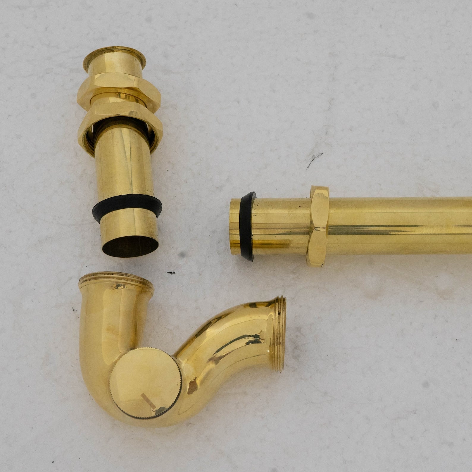 Solid Unlacquered Brass P-trap and Sink Stopper, Push Up Button, Pop Up Drain, Brass Water Trap alternate view 9