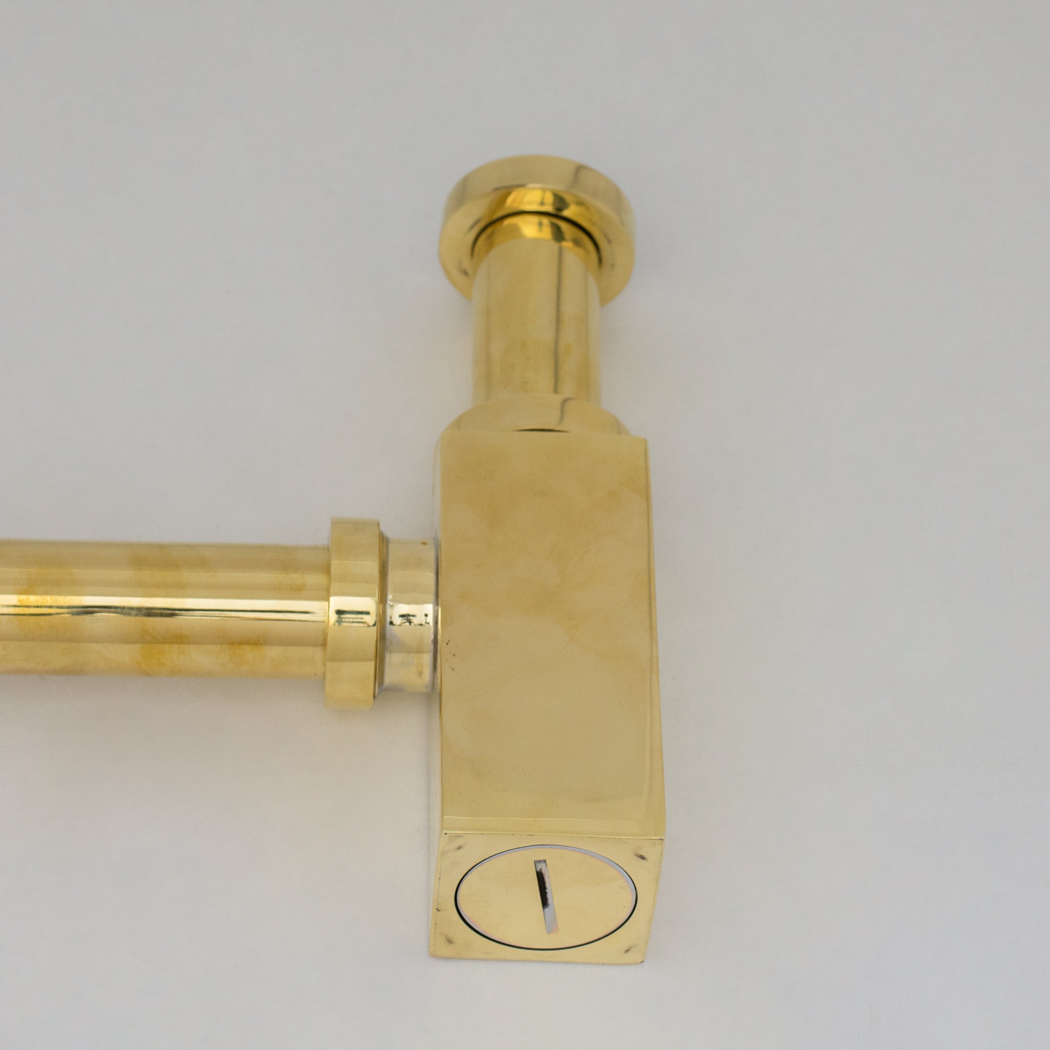 Solid Unlacquered Brass P-trap and Sink Stopper, Push Up Button, Pop Up Drain, Brass Water Trap alternate view 8