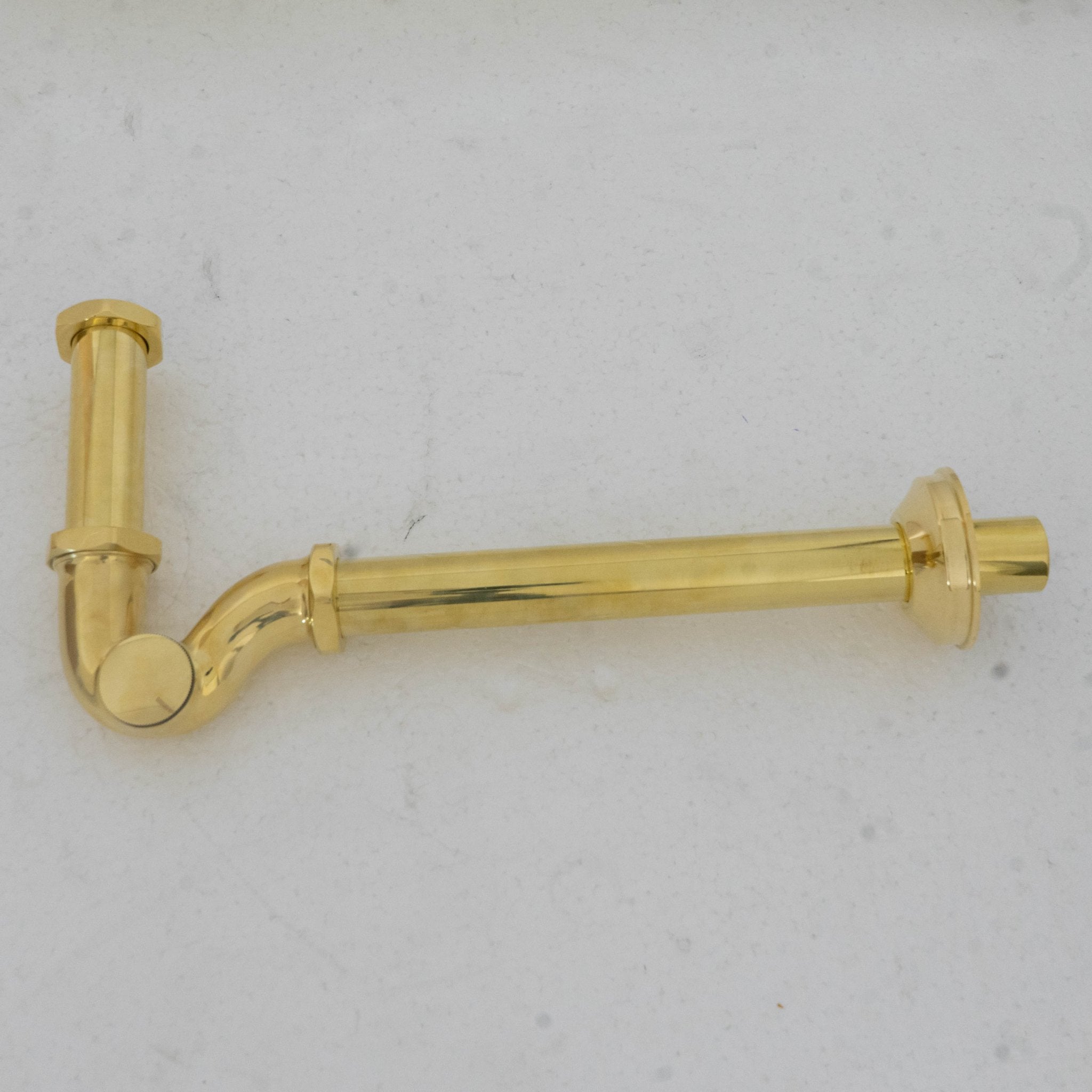 Solid Unlacquered Brass P-trap and Sink Stopper, Push Up Button, Pop Up Drain, Brass Water Trap alternate view 5