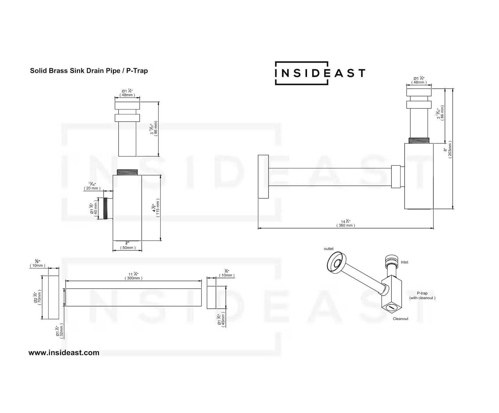 Solid Unlacquered Brass P-trap and Sink Stopper, Push Up Button, Pop Up Drain, Brass Water Trap alternate view 10