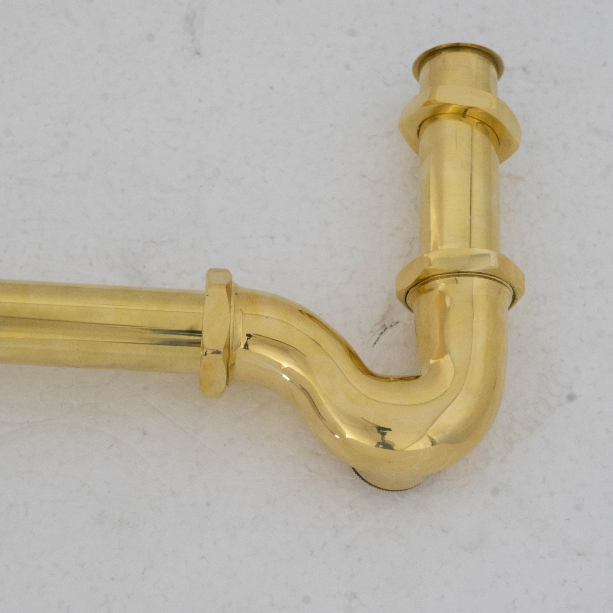 Solid Unlacquered Brass P-trap and Sink Stopper, Push Up Button, Pop Up Drain, Brass Water Trap alternate view 8