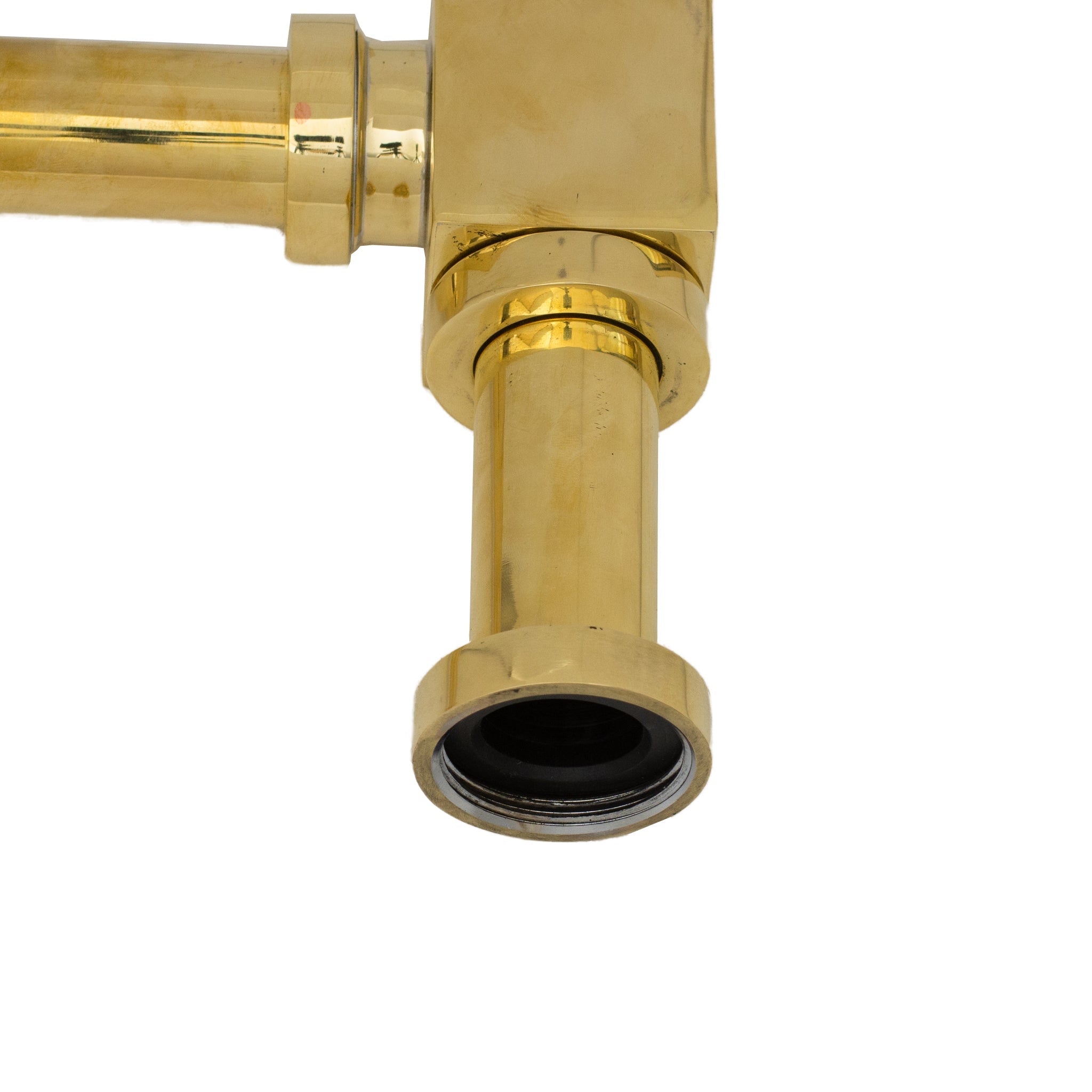 Solid Unlacquered Brass P-trap and Sink Stopper, Push Up Button, Pop Up Drain, Brass Water Trap alternate view 4