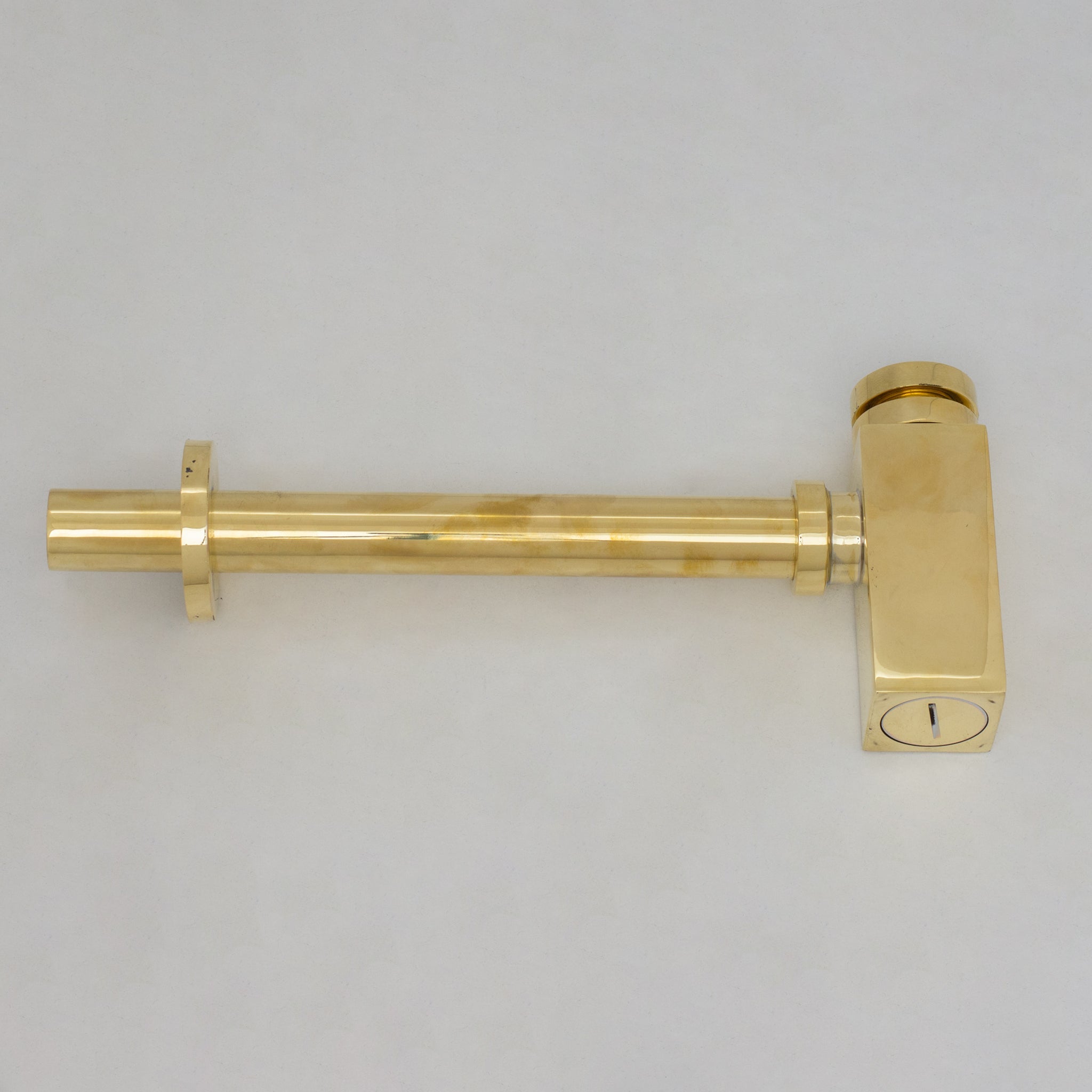 Solid Unlacquered Brass P-trap and Sink Stopper, Push Up Button, Pop Up Drain, Brass Water Trap alternate view 7