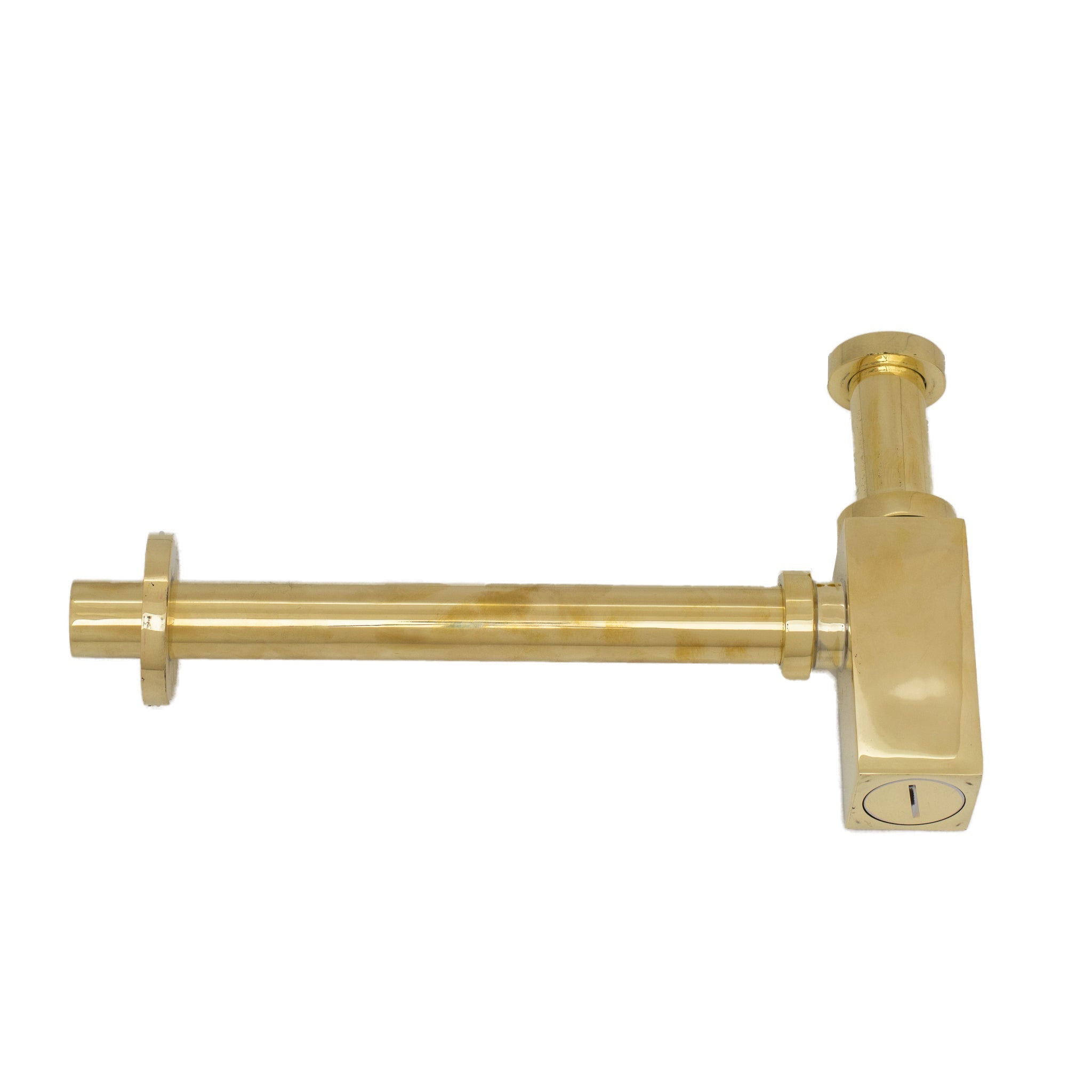 Solid Unlacquered Brass P-trap and Sink Stopper, Push Up Button, Pop Up Drain, Brass Water Trap alternate view 3