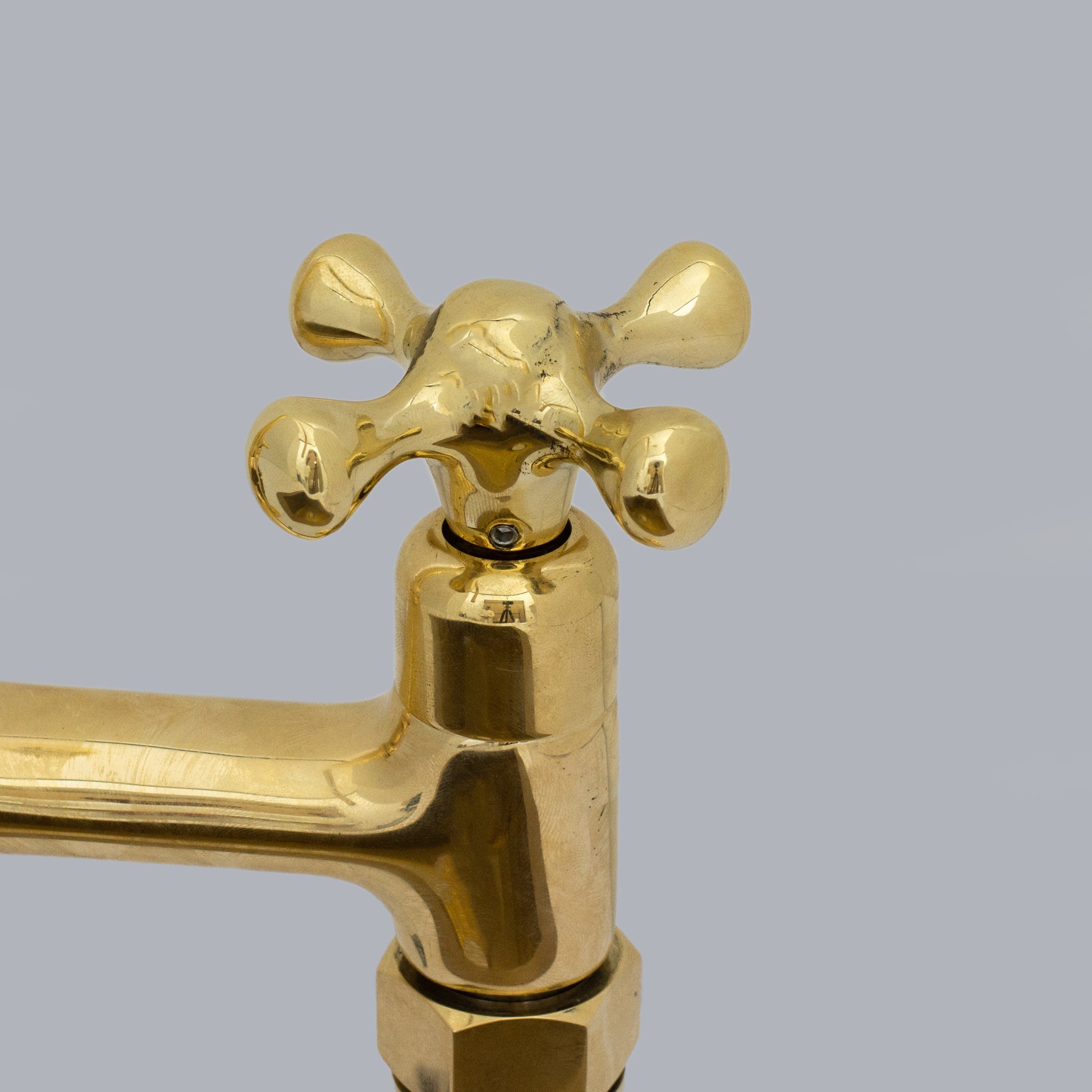 Traditional 8″ Brass Bridge Kitchen Faucet with Square Spout | Two Handles alternate view 6