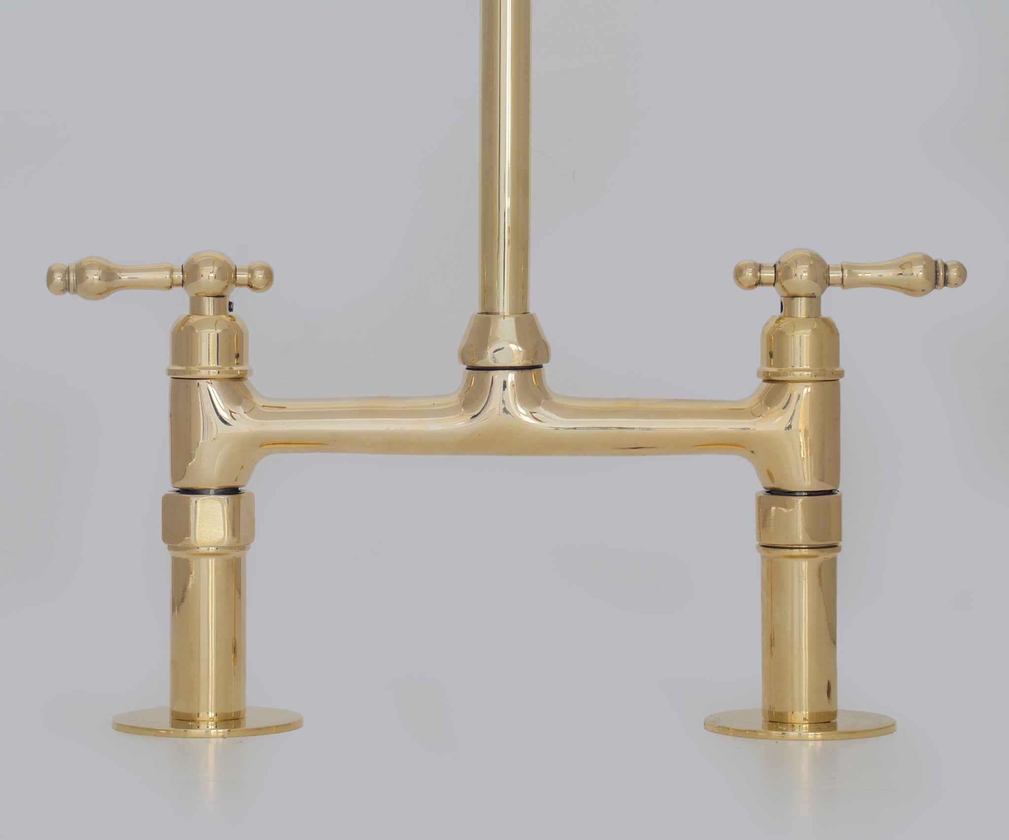 Traditional 8″ Brass Bridge Kitchen Faucet with Square Spout | Two Handles alternate view 13