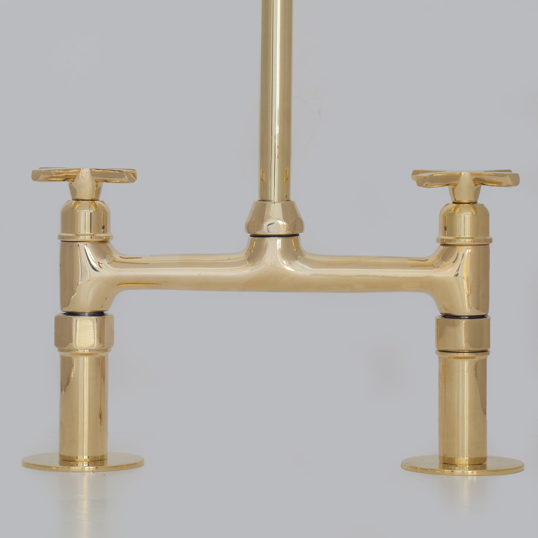 Traditional 8″ Brass Bridge Kitchen Faucet with Square Spout | Two Handles alternate view 12