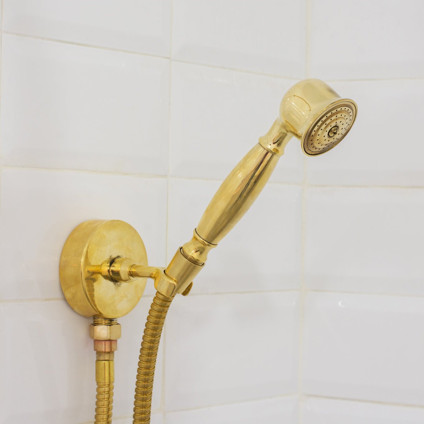 Unlacquered Brass 2-Outlet Shower, Ceiling Shower System, Overhead Shower With Handheld, Ceiling Mount Showerhead And Hand Shower alternate view 6