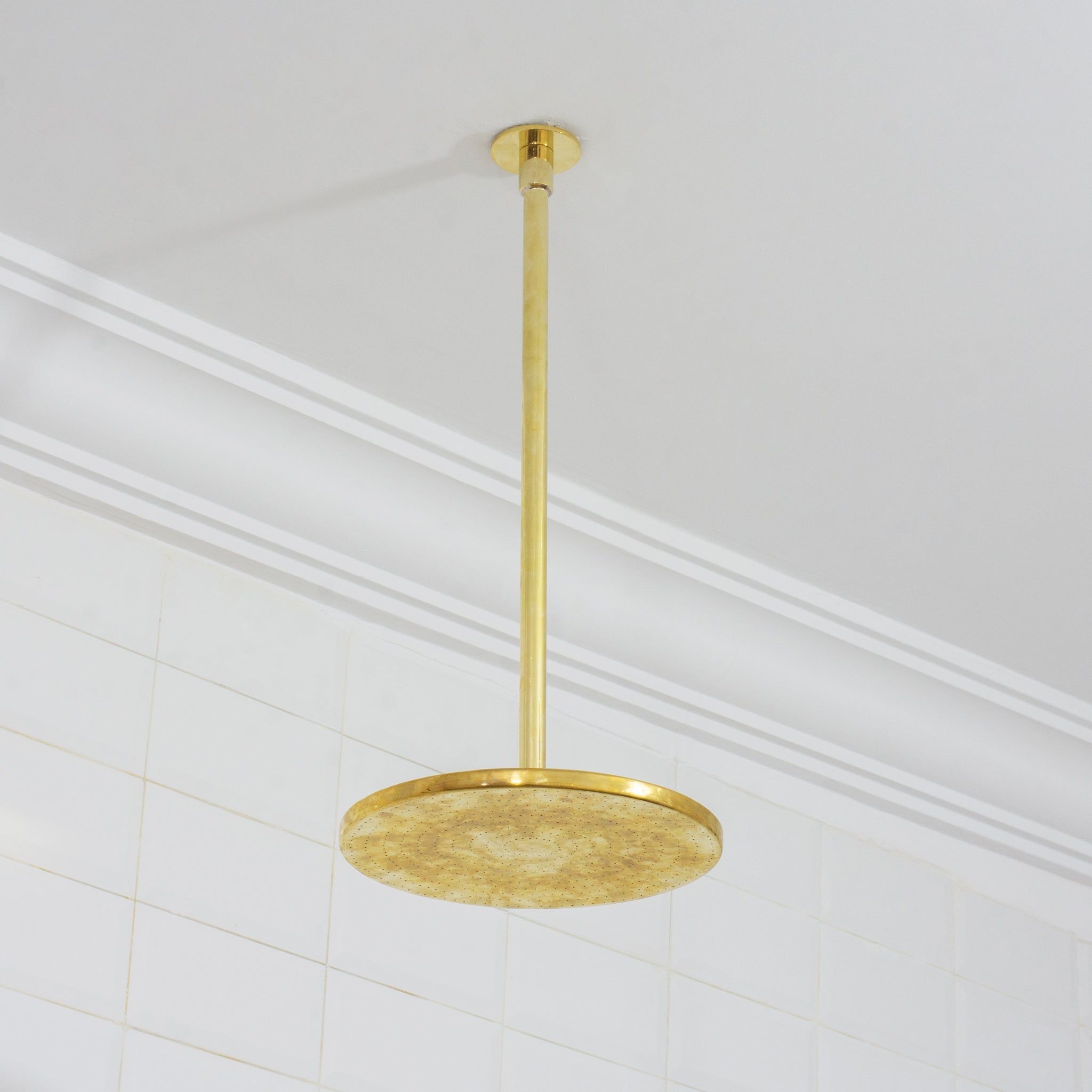 Unlacquered Brass Ceiling Shower System, 2-Outlet Shower, Overhead Shower With Tub Filler, Ceiling Mount Showerhead with Tub Faucet alternate view 10