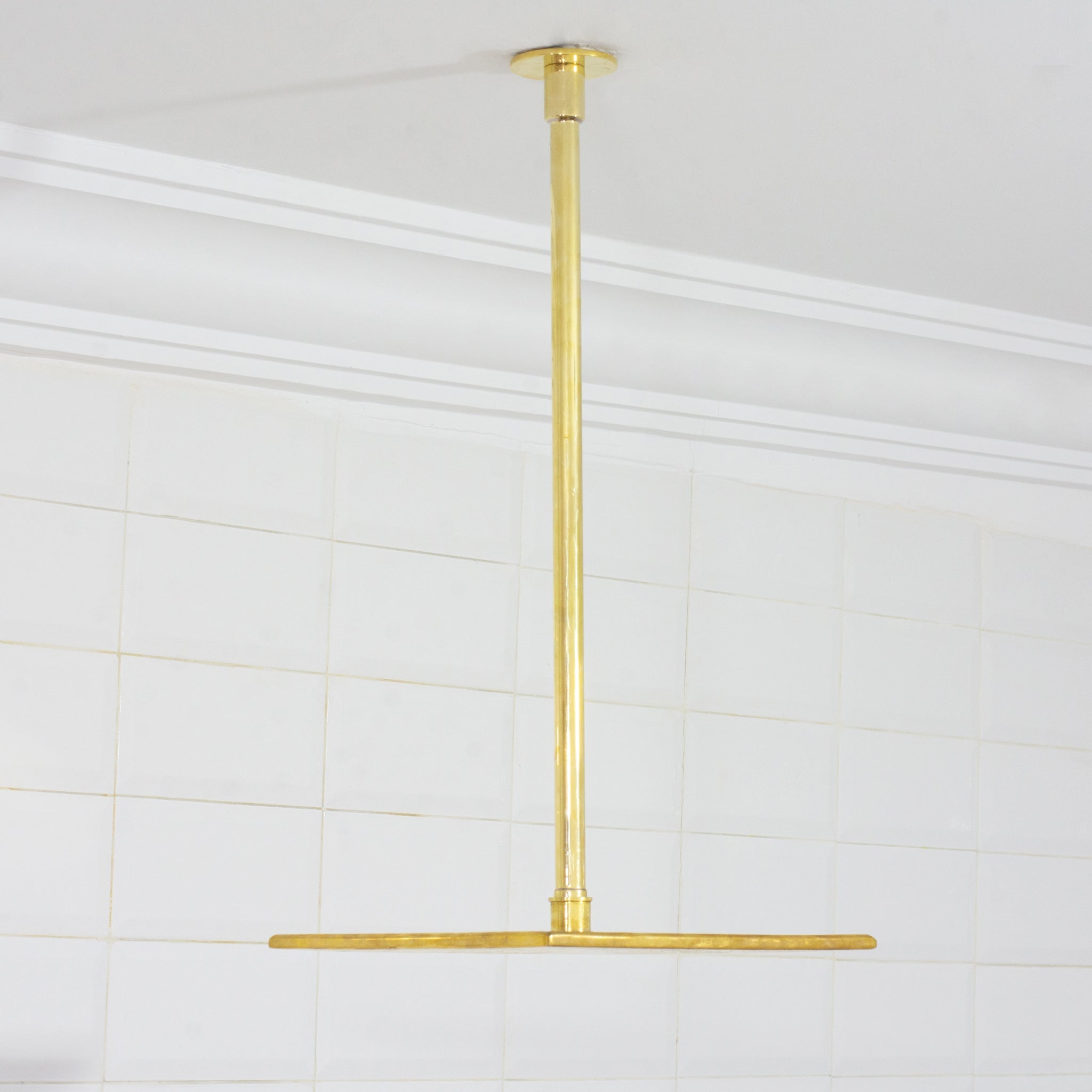 Unlacquered Brass Ceiling Shower System, 2-Outlet Shower, Overhead Shower With Tub Filler, Ceiling Mount Showerhead with Tub Faucet alternate view 7