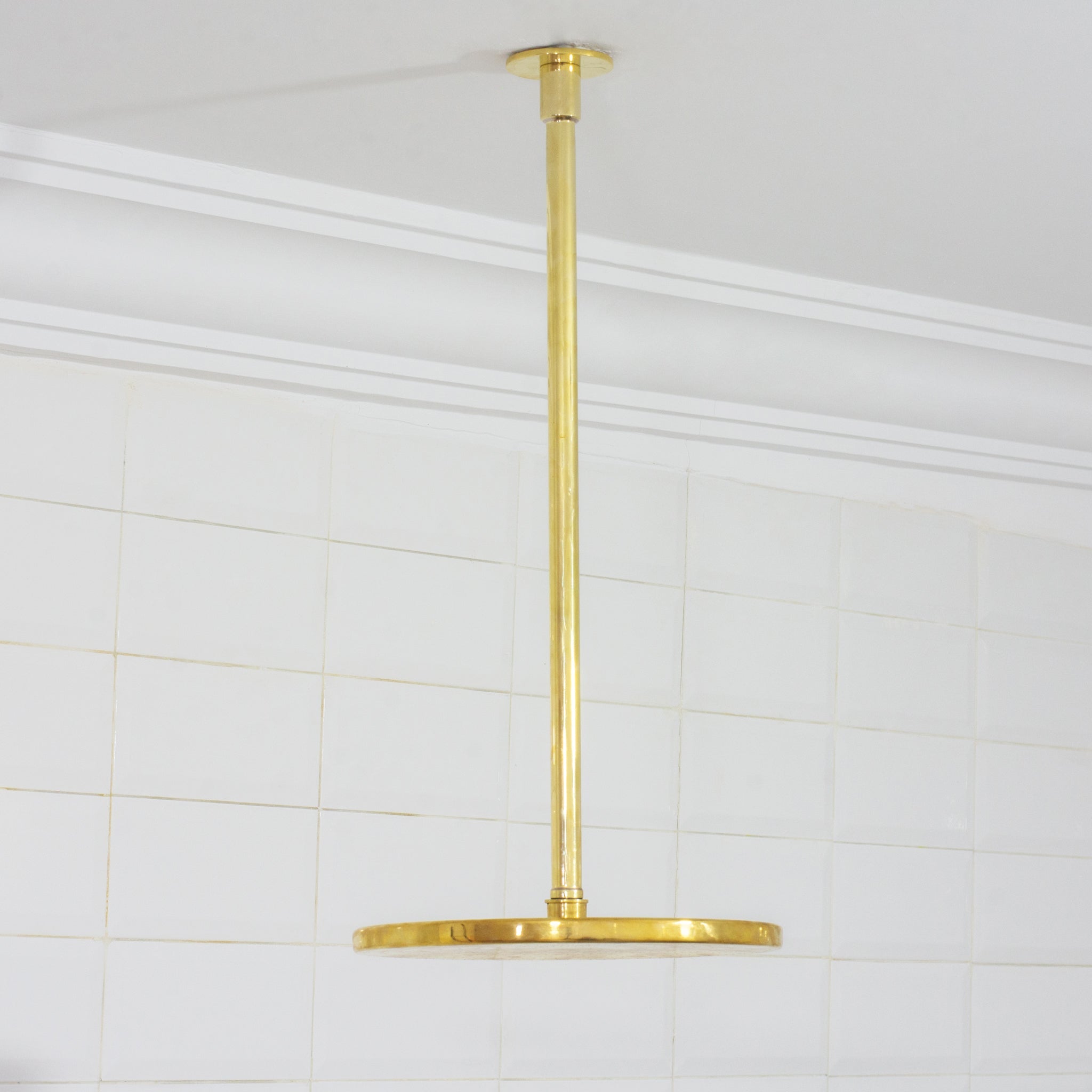 Unlacquered Brass Ceiling Shower System, 2-Outlet Shower, Overhead Shower With Tub Filler, Ceiling Mount Showerhead with Tub Faucet alternate view 11